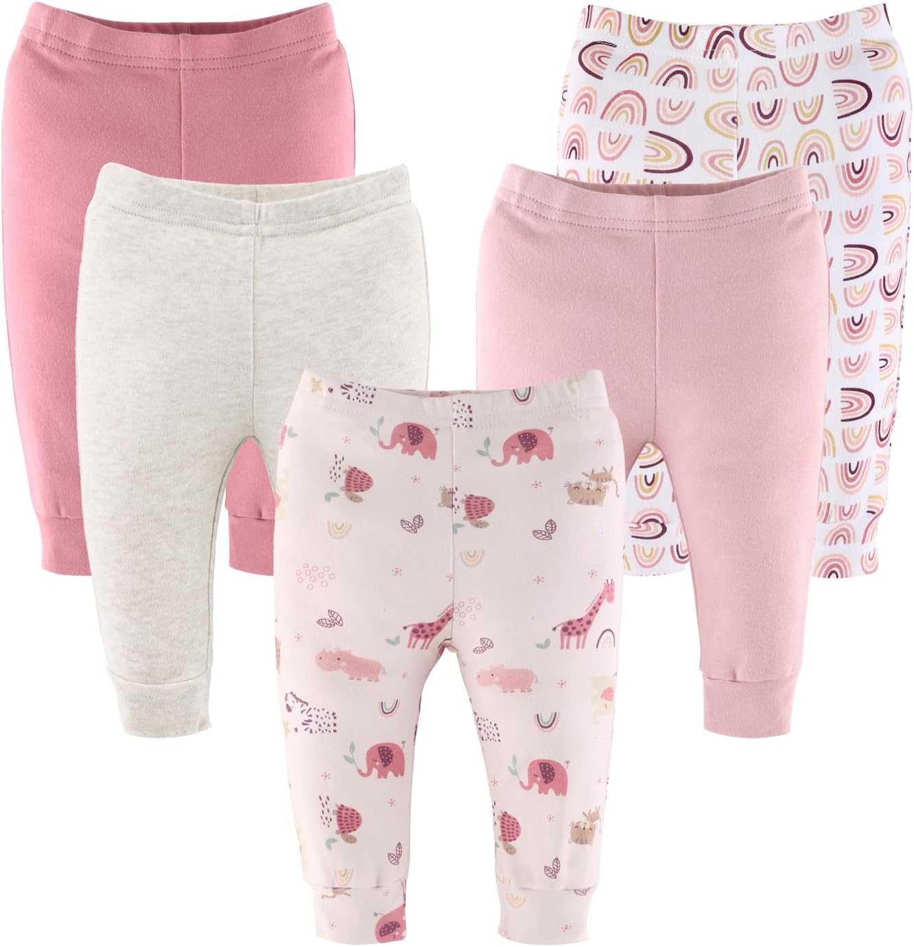 The Peanutshell 5-Piece Rainbow Safari Baby Pants Set