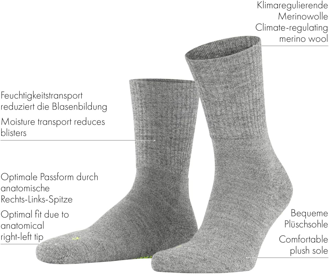 FALKE Unisex Walkie Light wool socks 1 pair