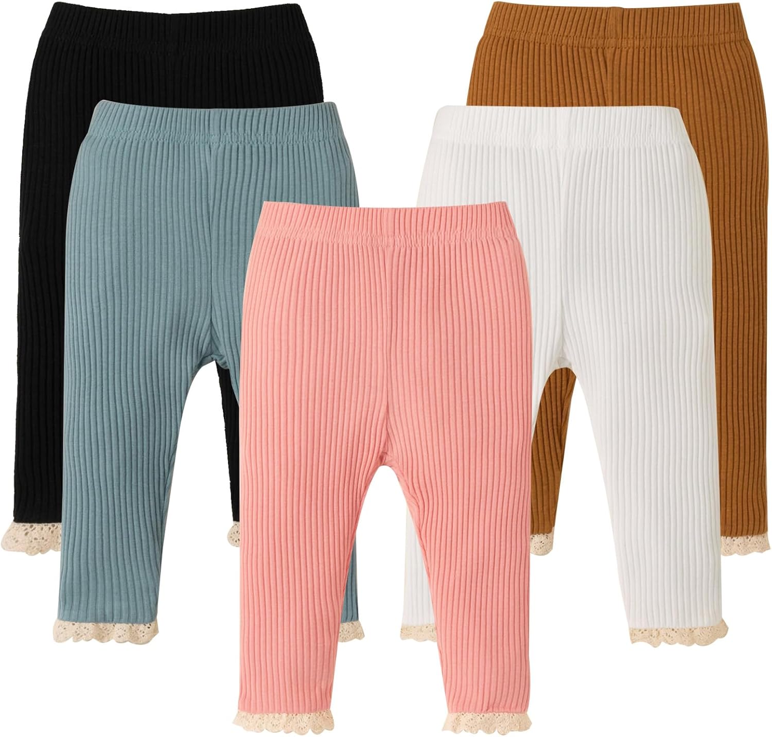 DREAM BUS 5 Pack Toddler Girl Thick Bottoms with Lace Trim