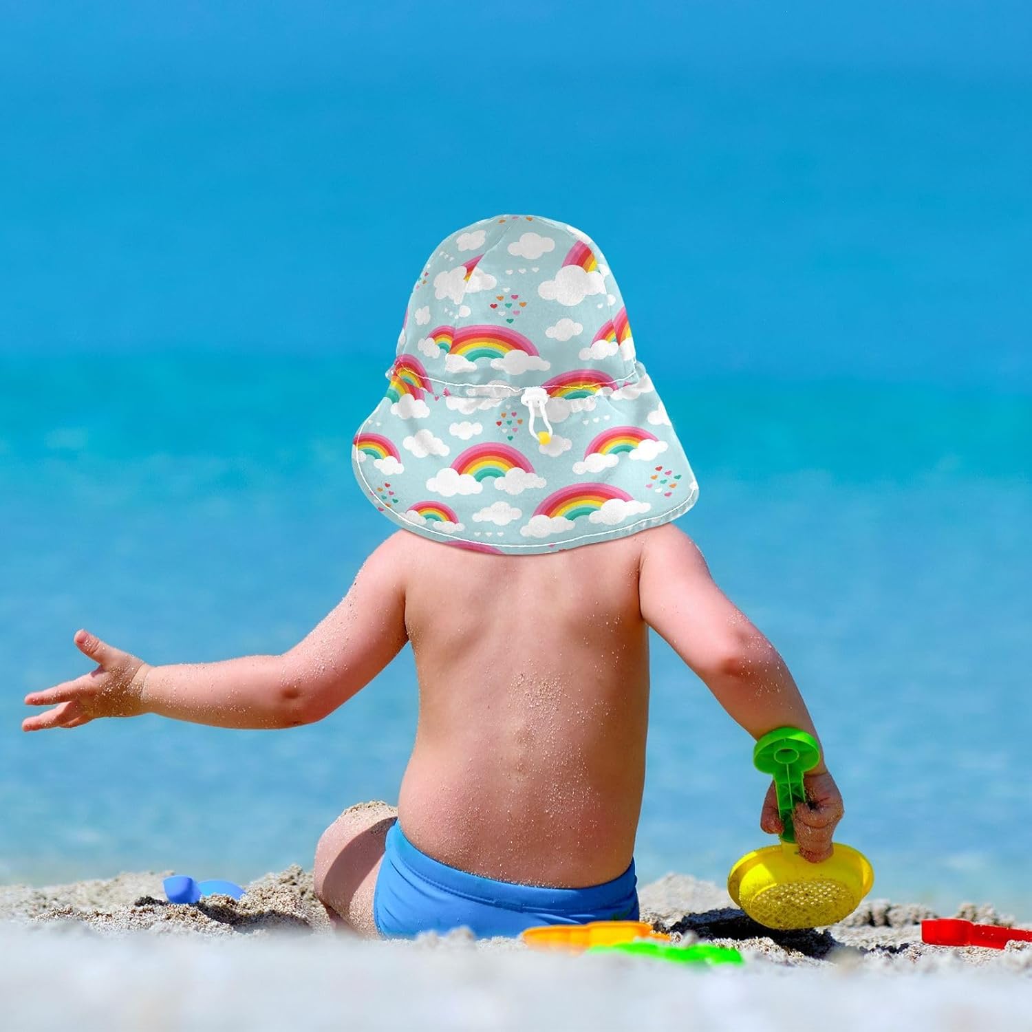Baby Sun Hat Adjustable Rainbow Cloud