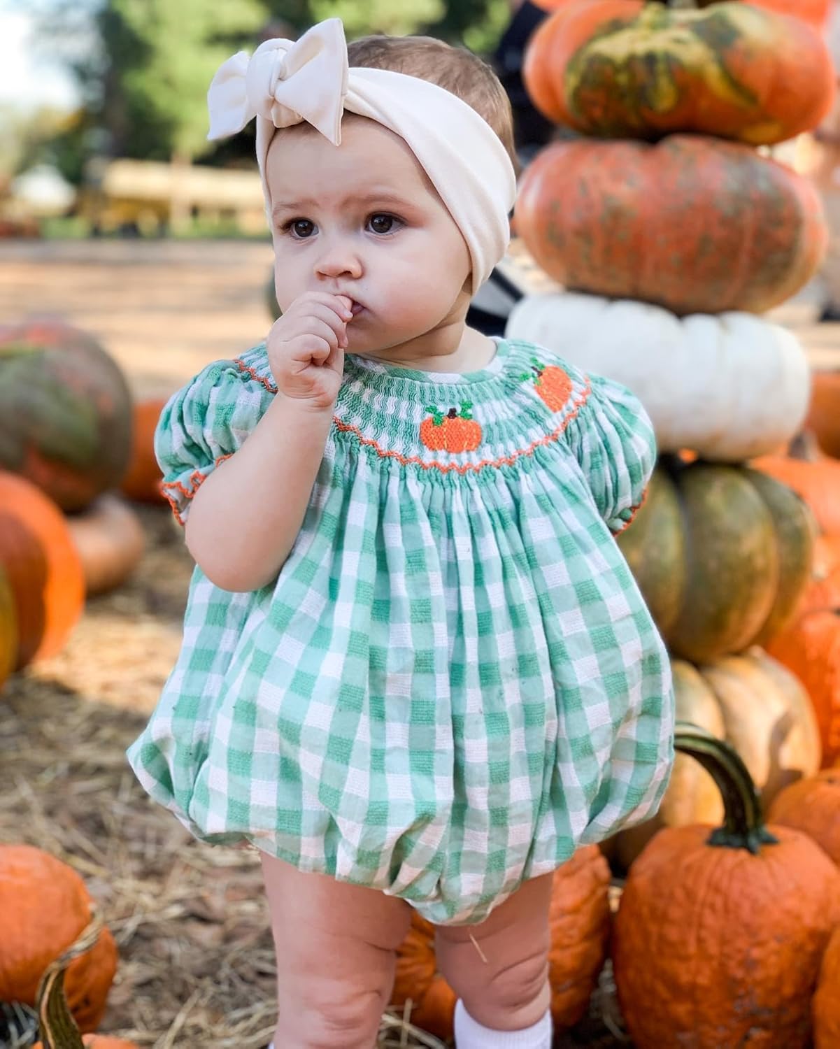 Baby Girl Festival Plaid Onesie pumpkin turkey holiday