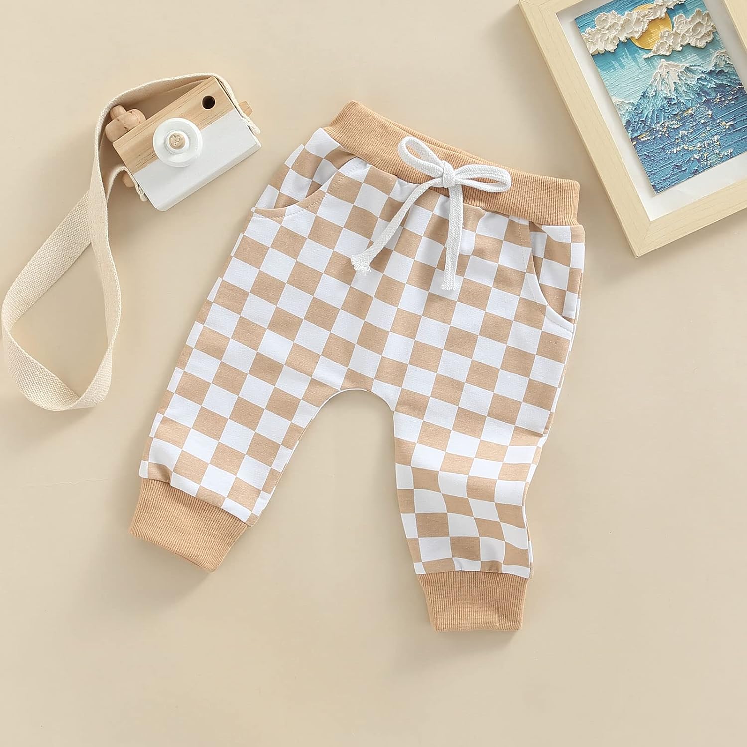 Checkerboard Plaid Elastic Pants for Toddler