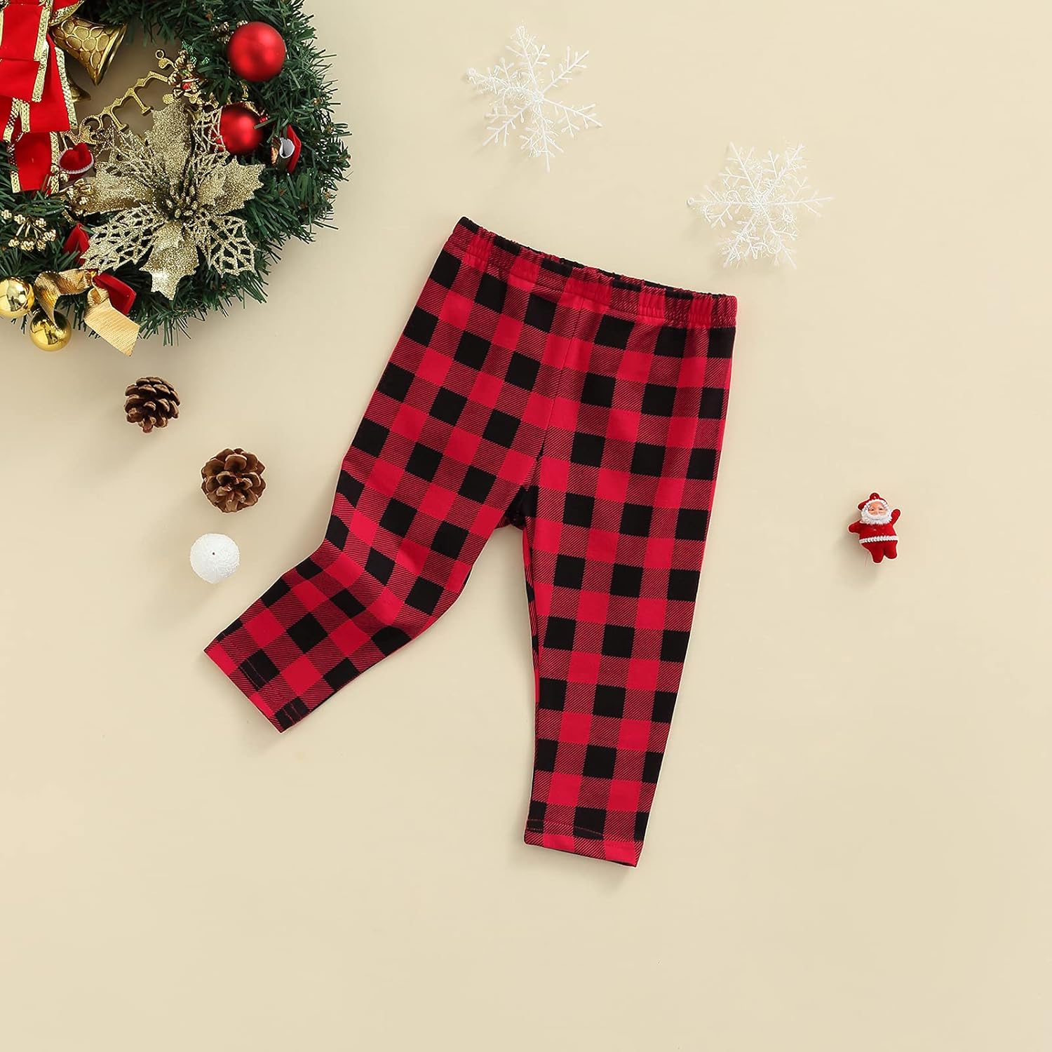 Mandizy 0-24 Months Plaid Bell-Bottom Pants for Baby Boys Girls