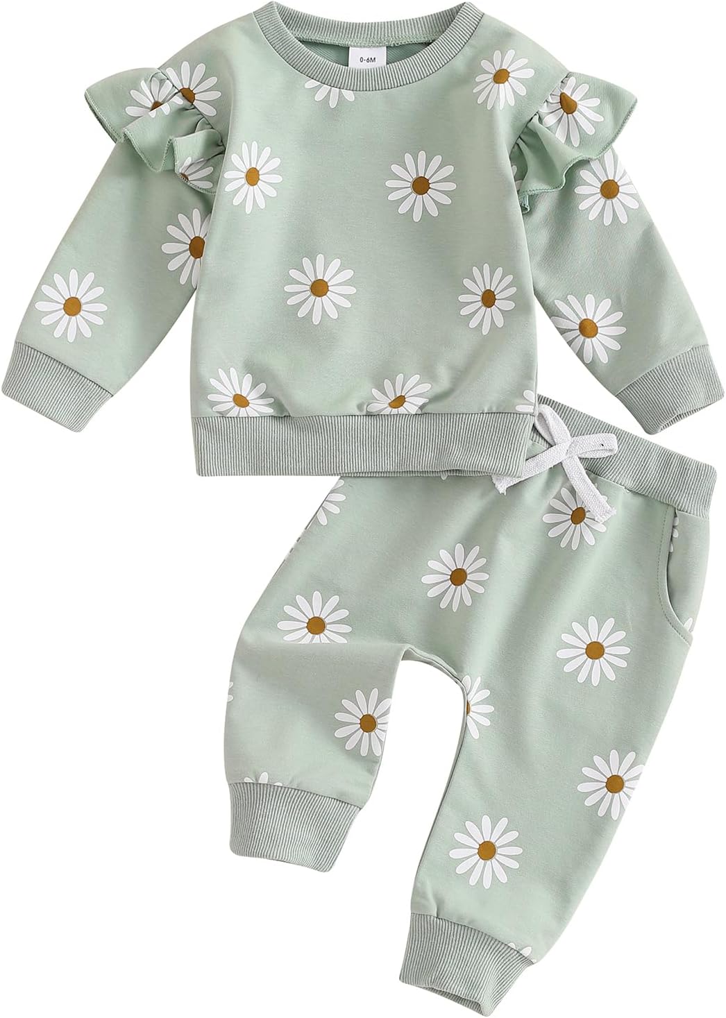 Cute Cozy-K kids Daisy Ruffle Sweater Set