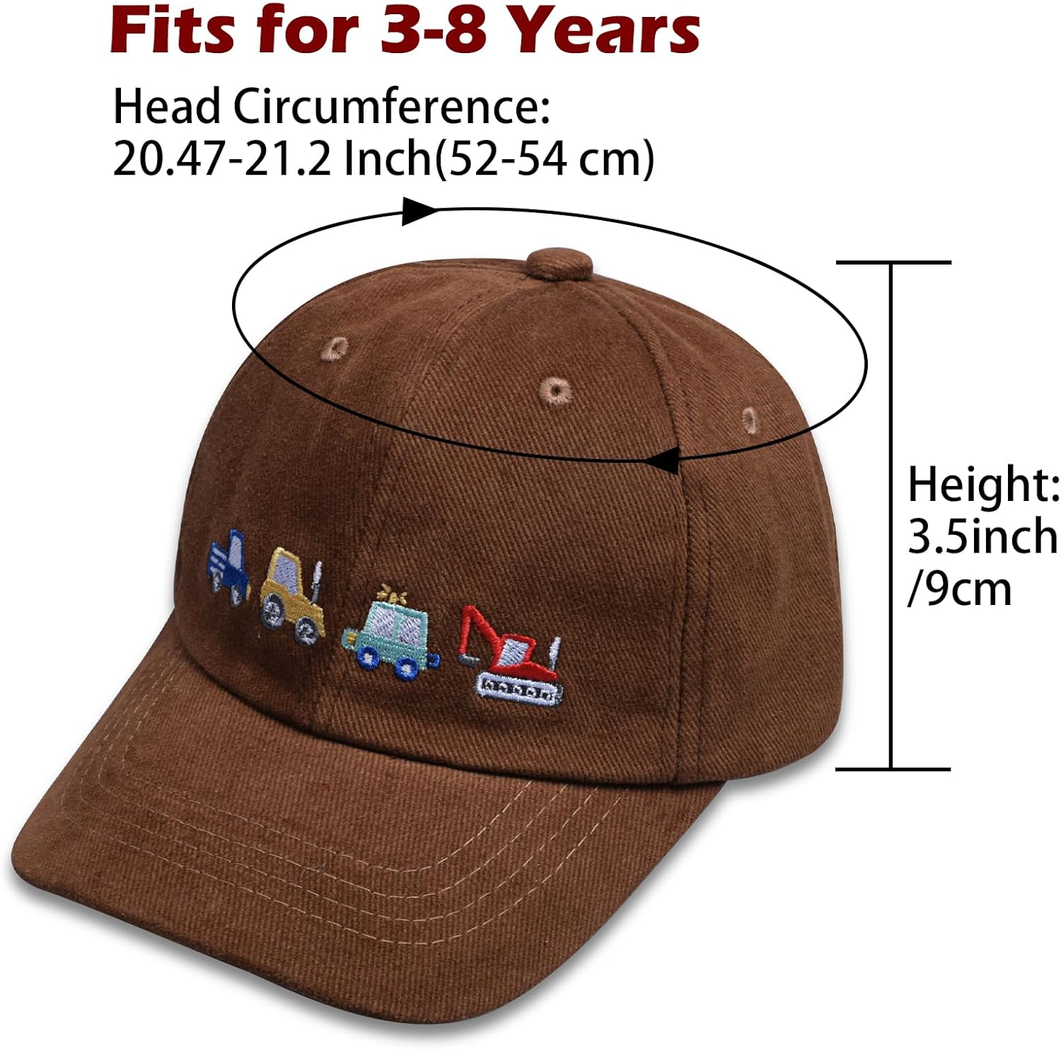 Excavator Car Embroidered Baseball Cap for Kids