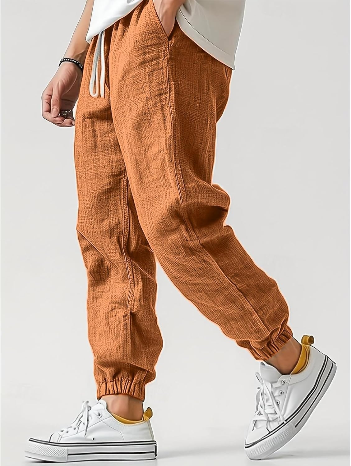Mens Cotton Linen Casual Pants WENKOMG1