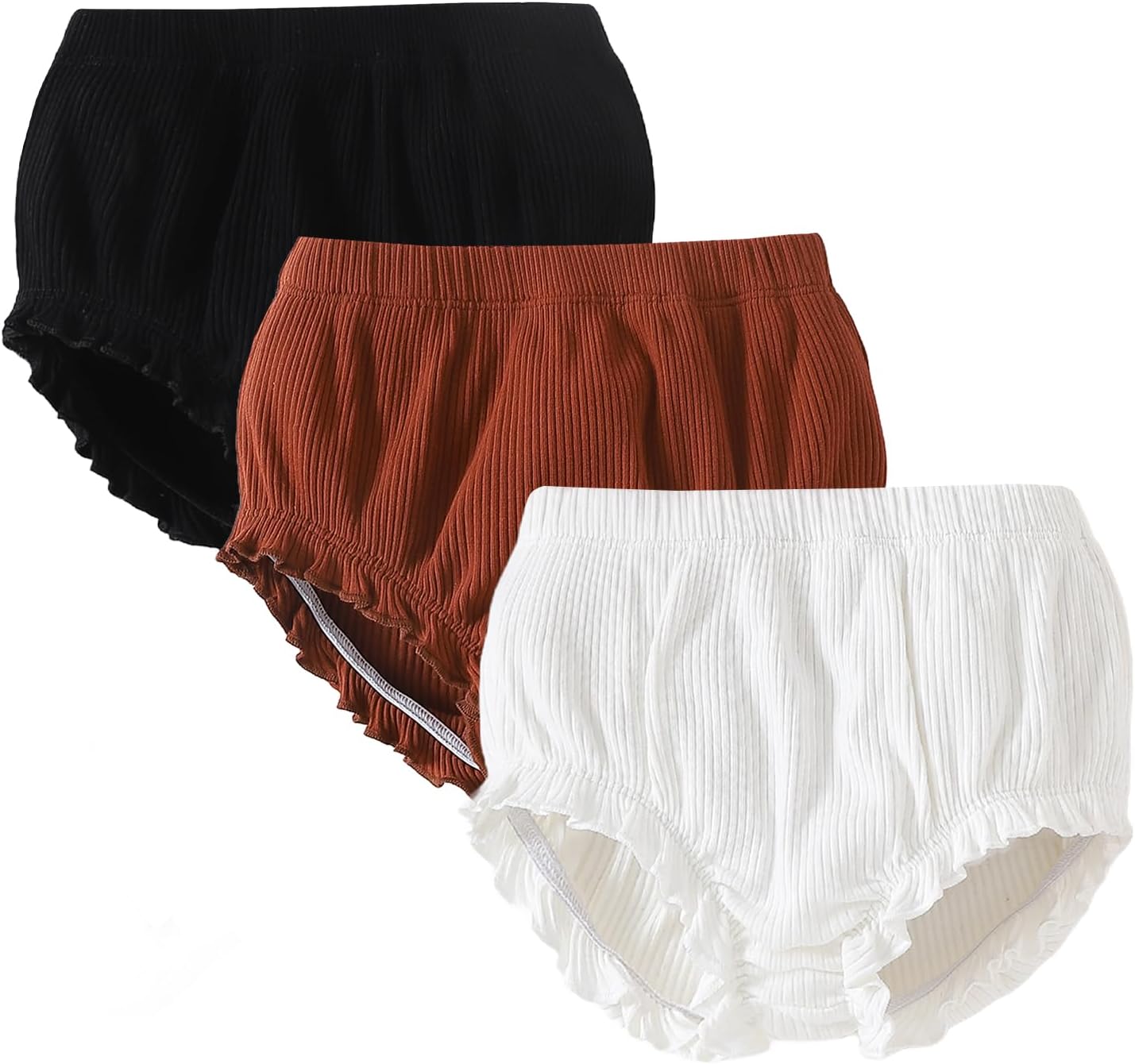 3-Pack Summer Comfortable Baby Girl Bloomers with Ruffle Design