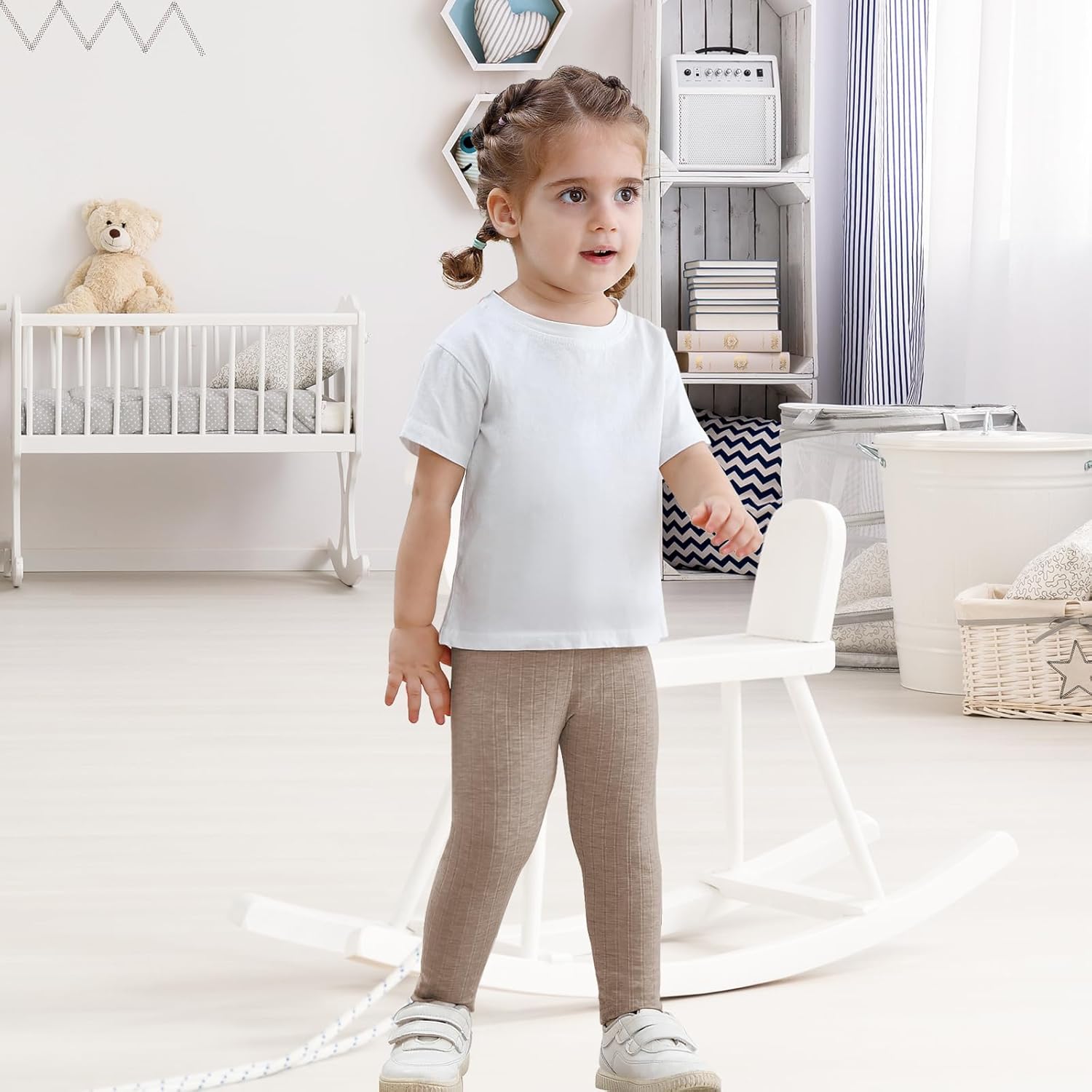 Dalukit 3-Pack Baby Girl Soft Ribbed Leggings