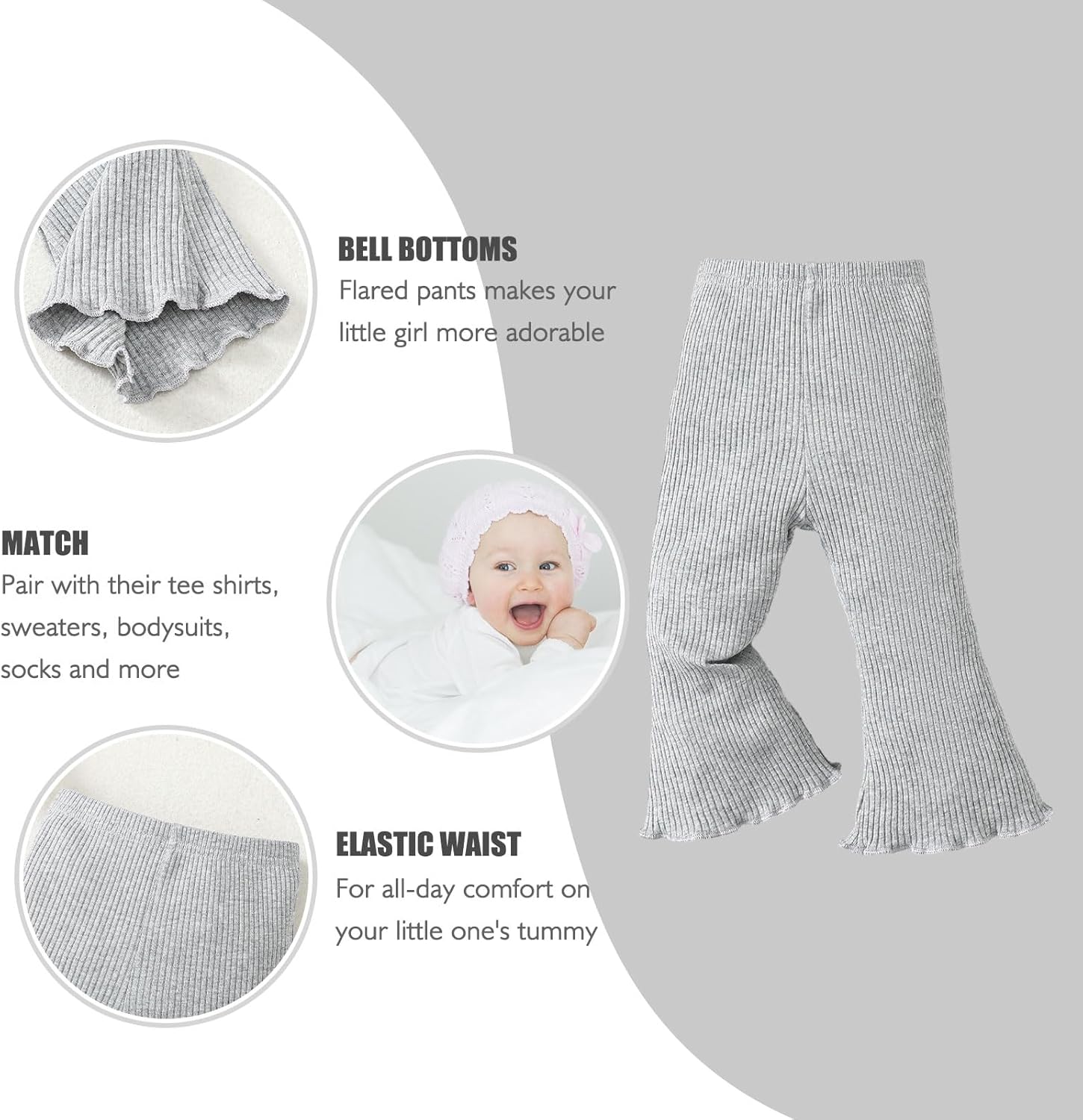 Adorable Baby Girl Flare Pants 3-Piece Set