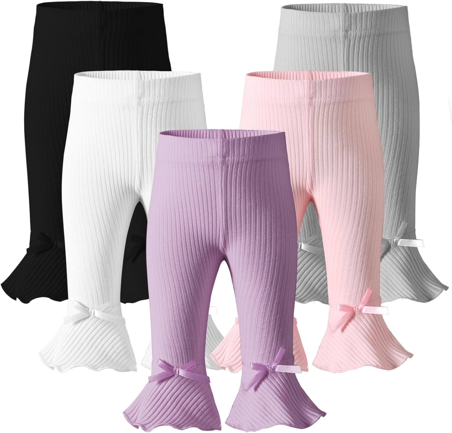 Newborn Baby Girl Bell Bottom Pants 5-Pack