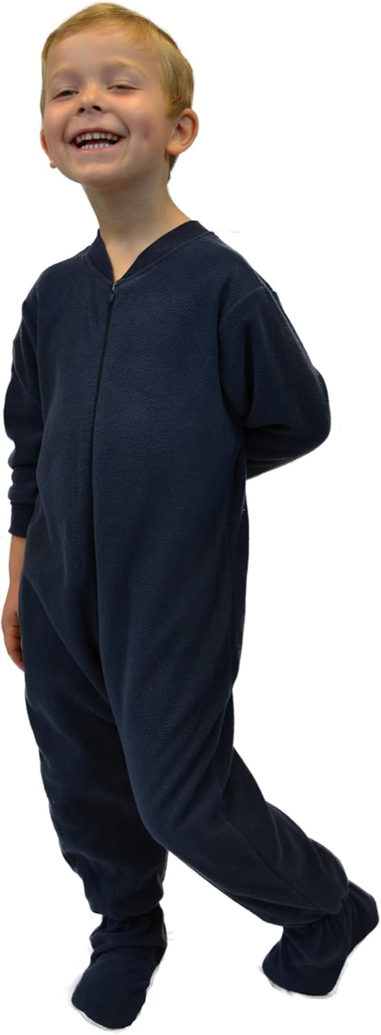 Big Feet Pjs Boys Girls Junior Navy Fleece Onesie Sleepwear