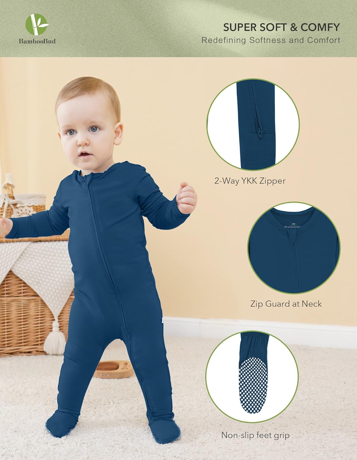 BambooBud Newborn Romper - Soft Stretchy Pajamas for Babies