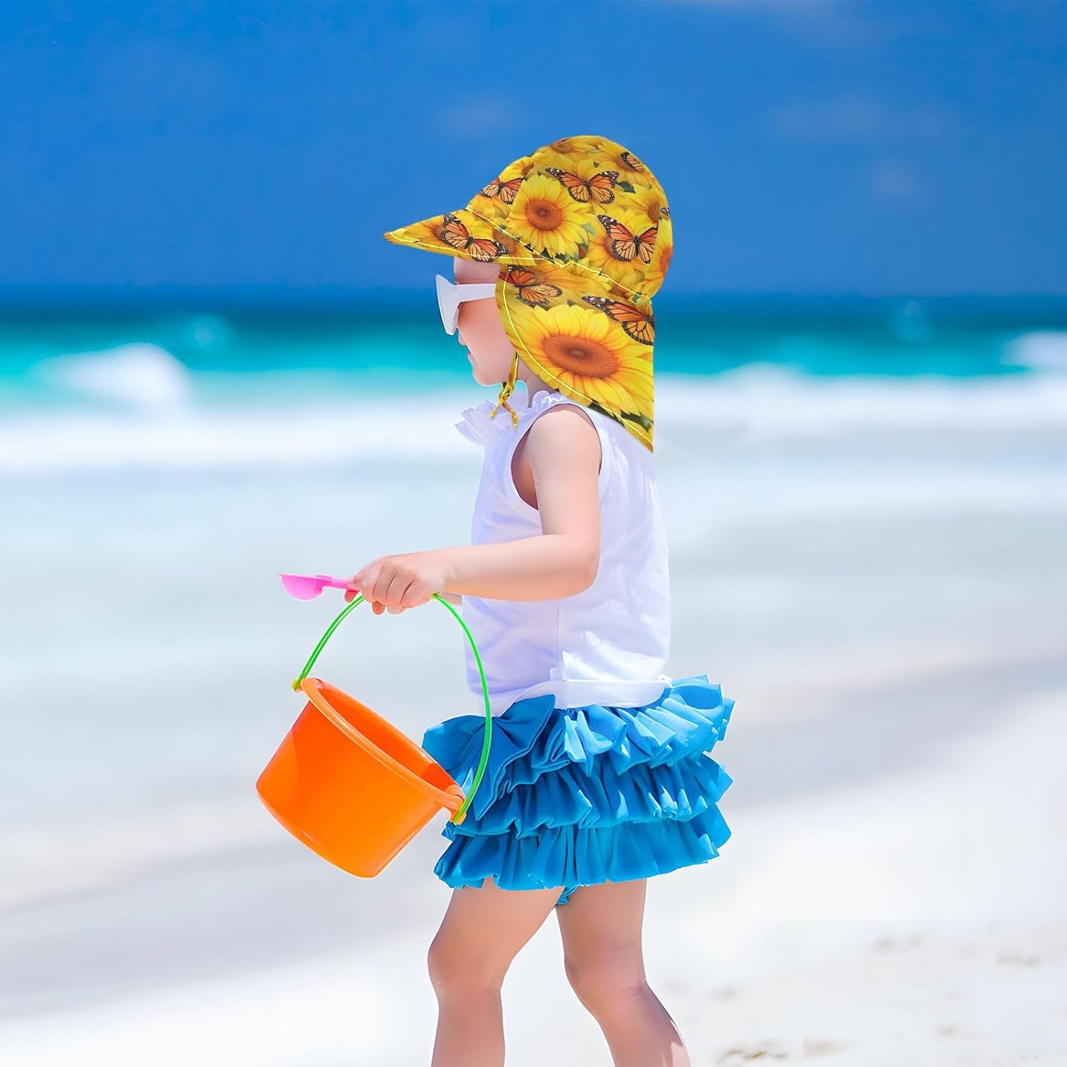 Emelivor Yellow Sun Hat 50 UPF Toddler Beach Hat for Kids
