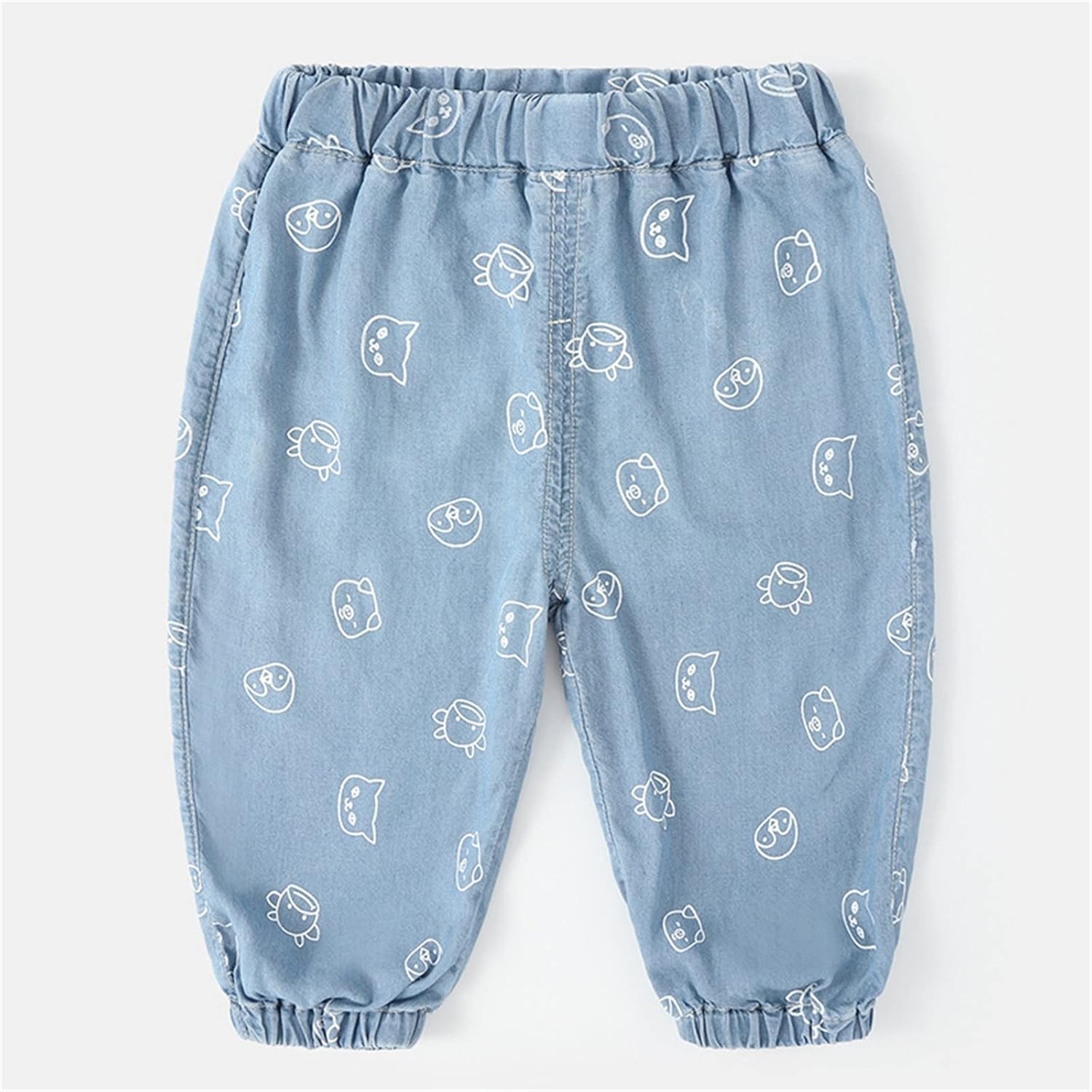 Cute Cartoon Animal Print Elastic Waist Pants for Toddler Boys Girls