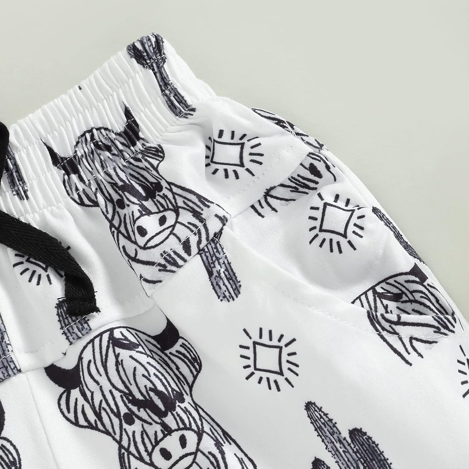 Newborn Toddler Boys Elastic Waist Cow Head Print Joggers