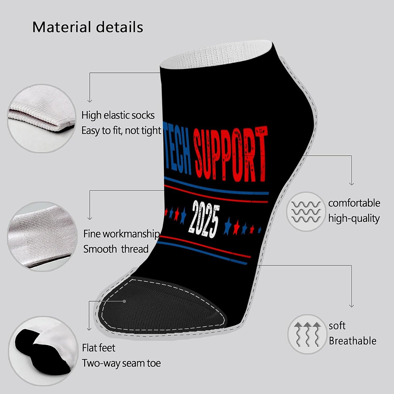 Techs Supports No Show Socks for Youth