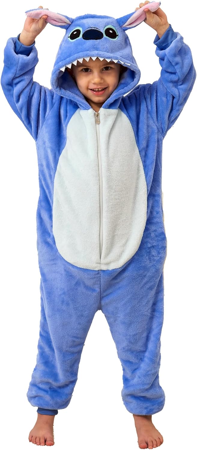 Fluffy Flannel Animal Onesie for Kids Soft Cozy Pajamas