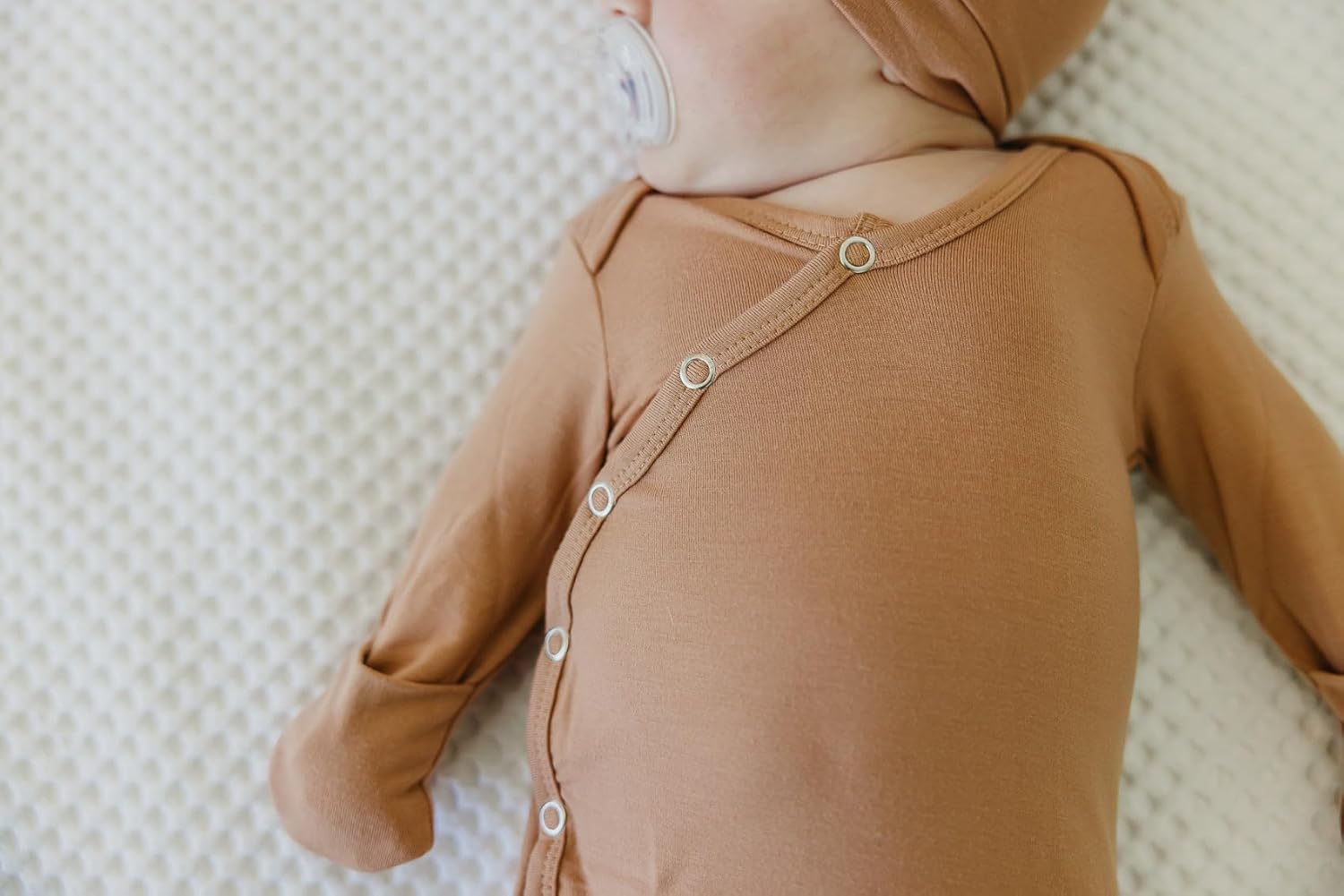 Copper Pearl Knotted Newborn Gown - Perfect Choice for Baby