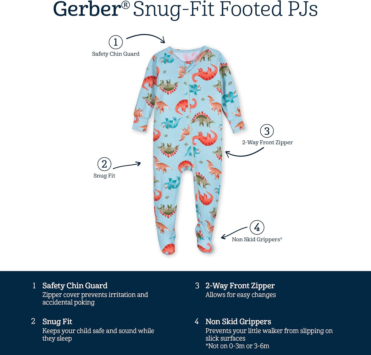 Gerber Baby Girls Toddler Viscose Footed Pajamas 1