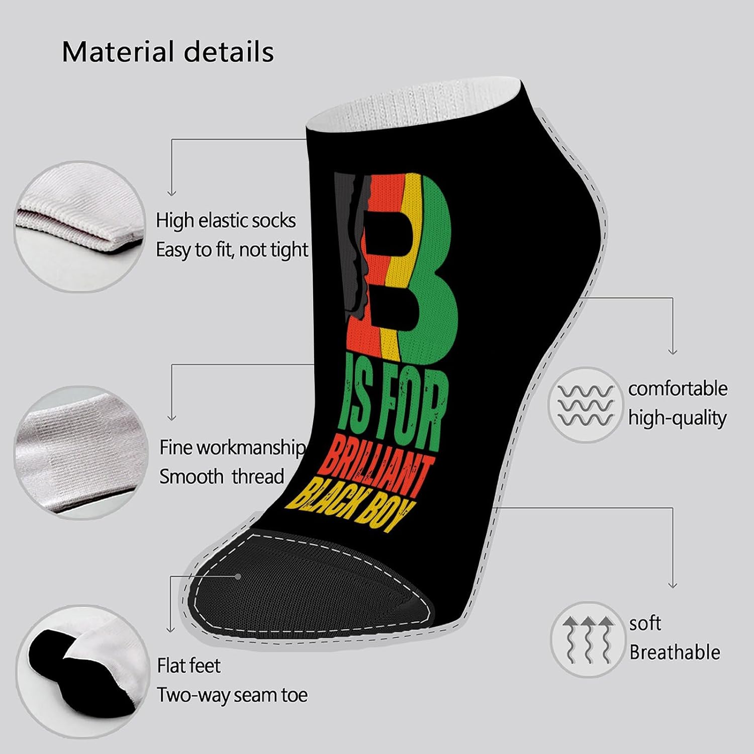 B Is for Brilliant Black Boy Toddler Socks