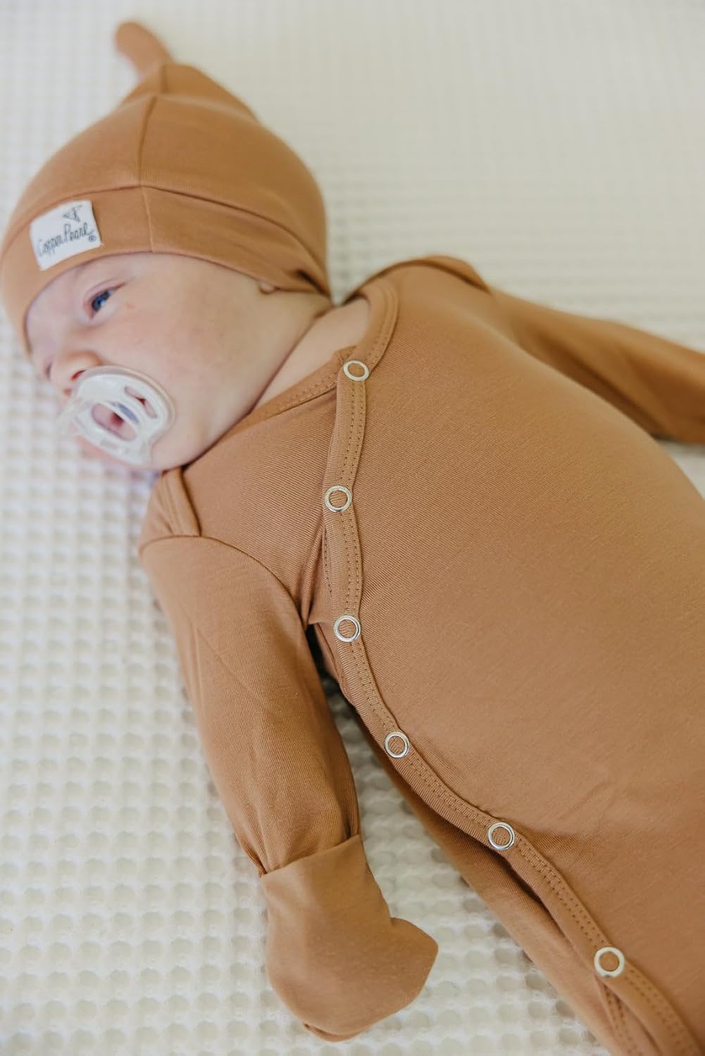 Copper Pearl Knotted Newborn Gown - Perfect Choice for Baby