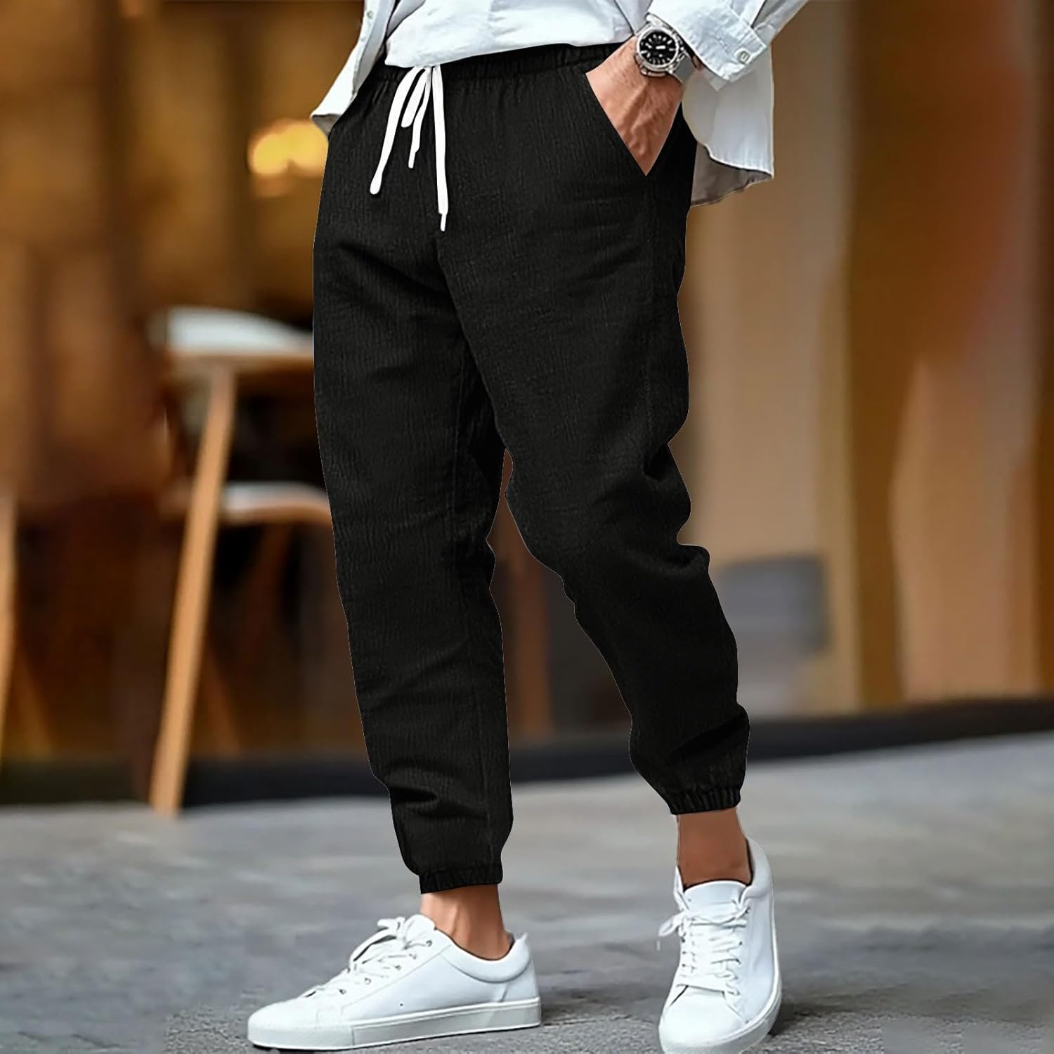 Premium Cotton Linen Ankle Pants