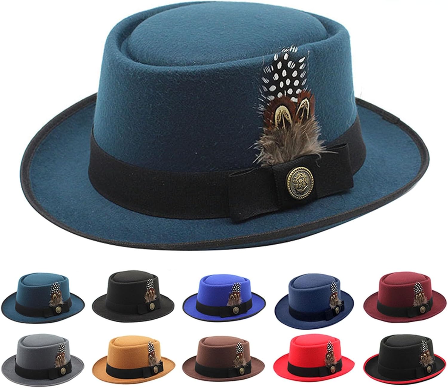 Classic Fedora Hats for Men Women - Faux Feathers and Cowgirl Style