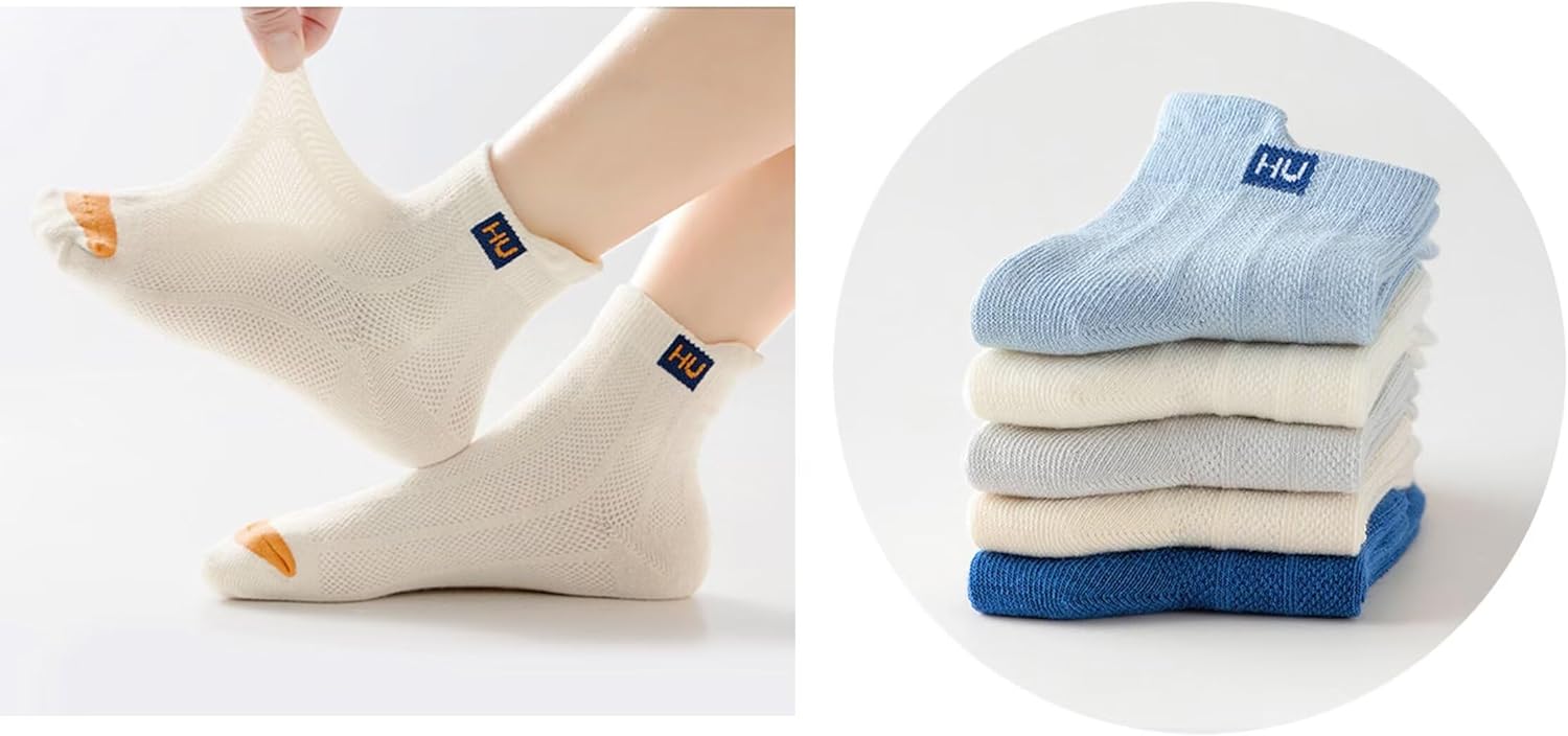 Kids Cotton Socks for Boys Girls - Ankle Socks with Fashion Design