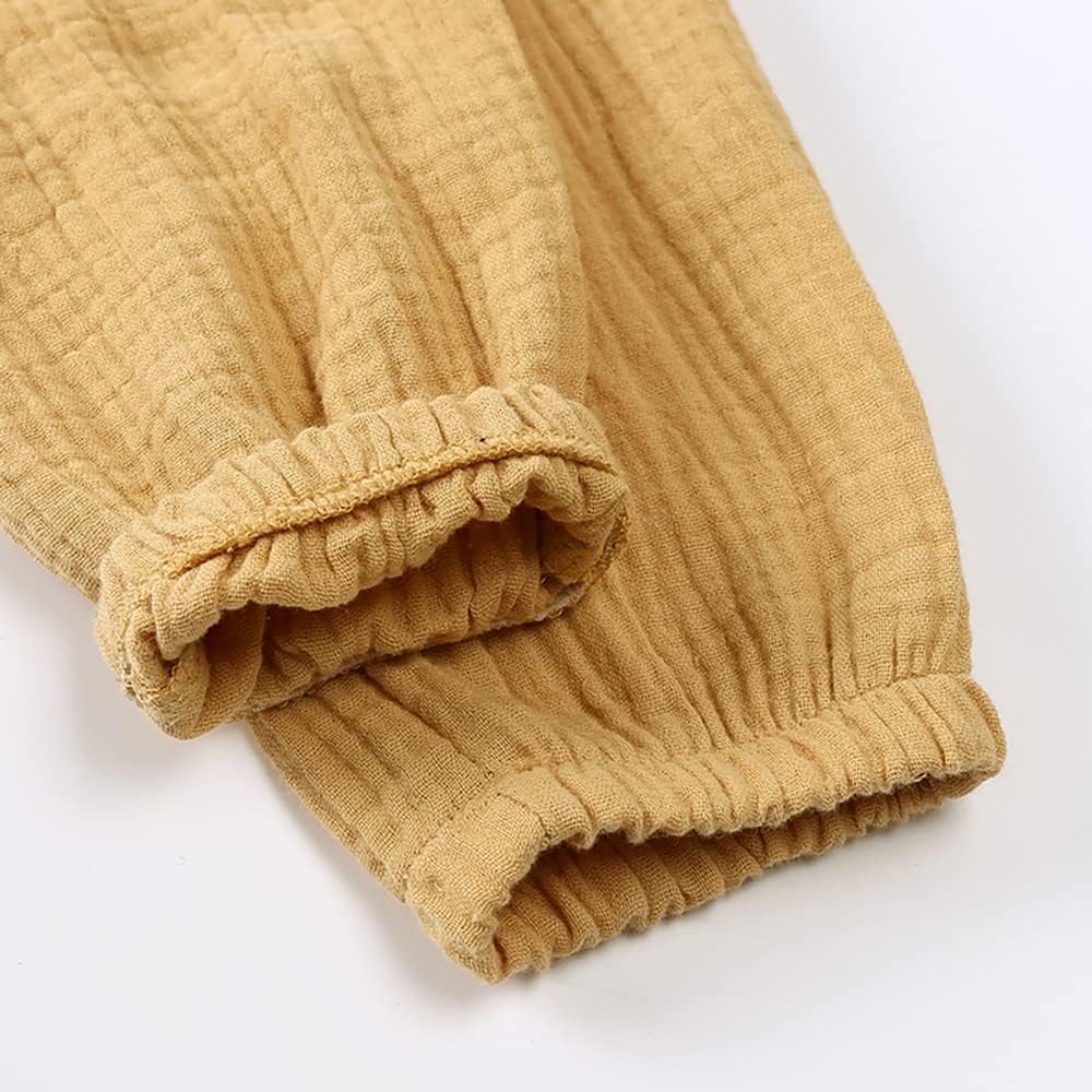 GFQLONG 3-Piece Elastic Waist Linen Pants for Toddler Girls
