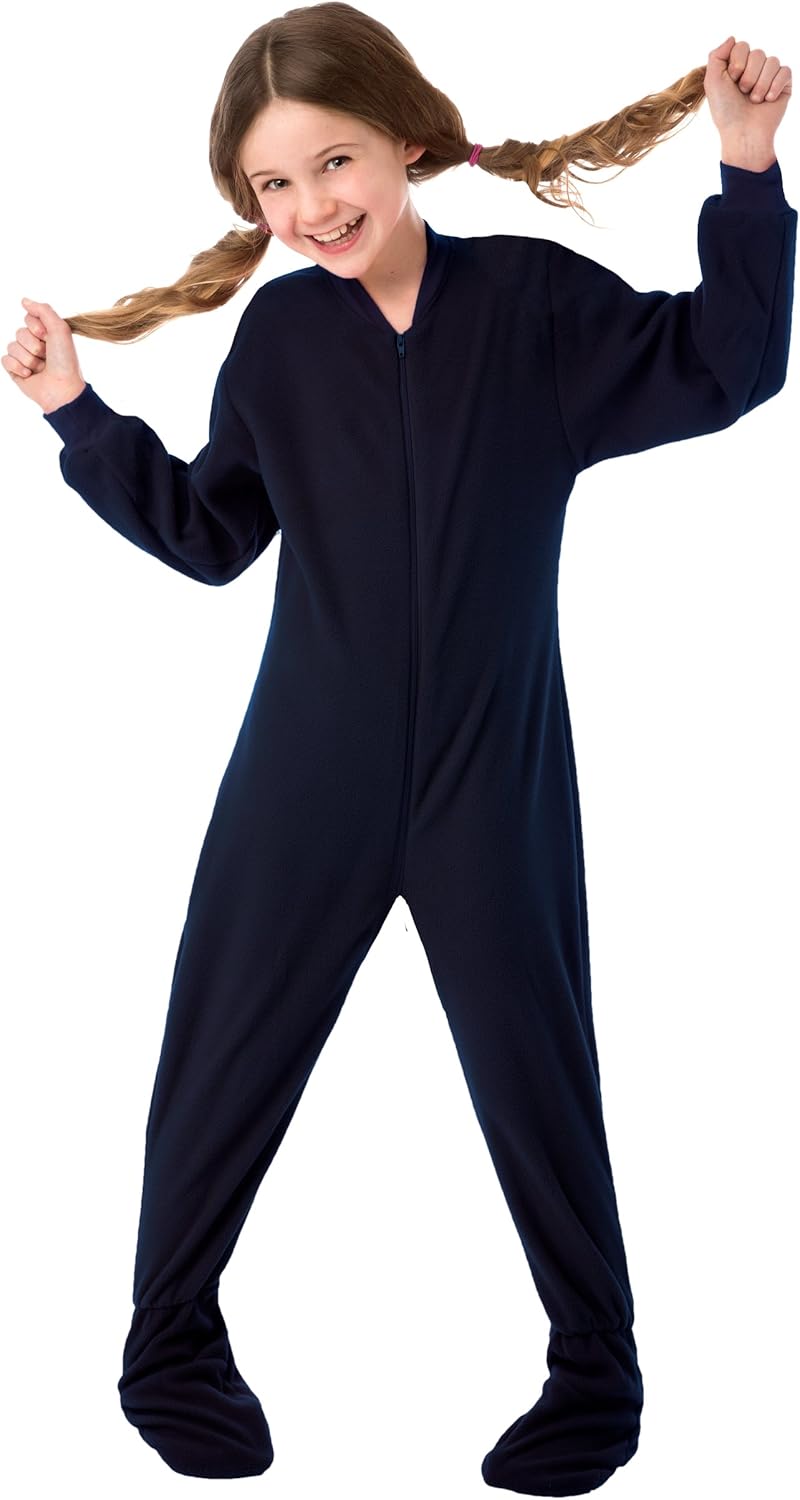 Big Feet Pjs Boys Girls Junior Navy Fleece Onesie Sleepwear