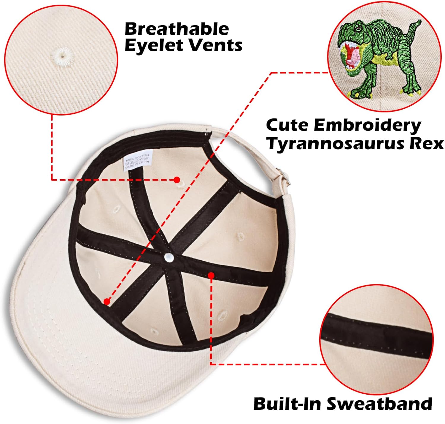 Childrens Dinosaur Trucker Baseball Sun Hat for Toddler