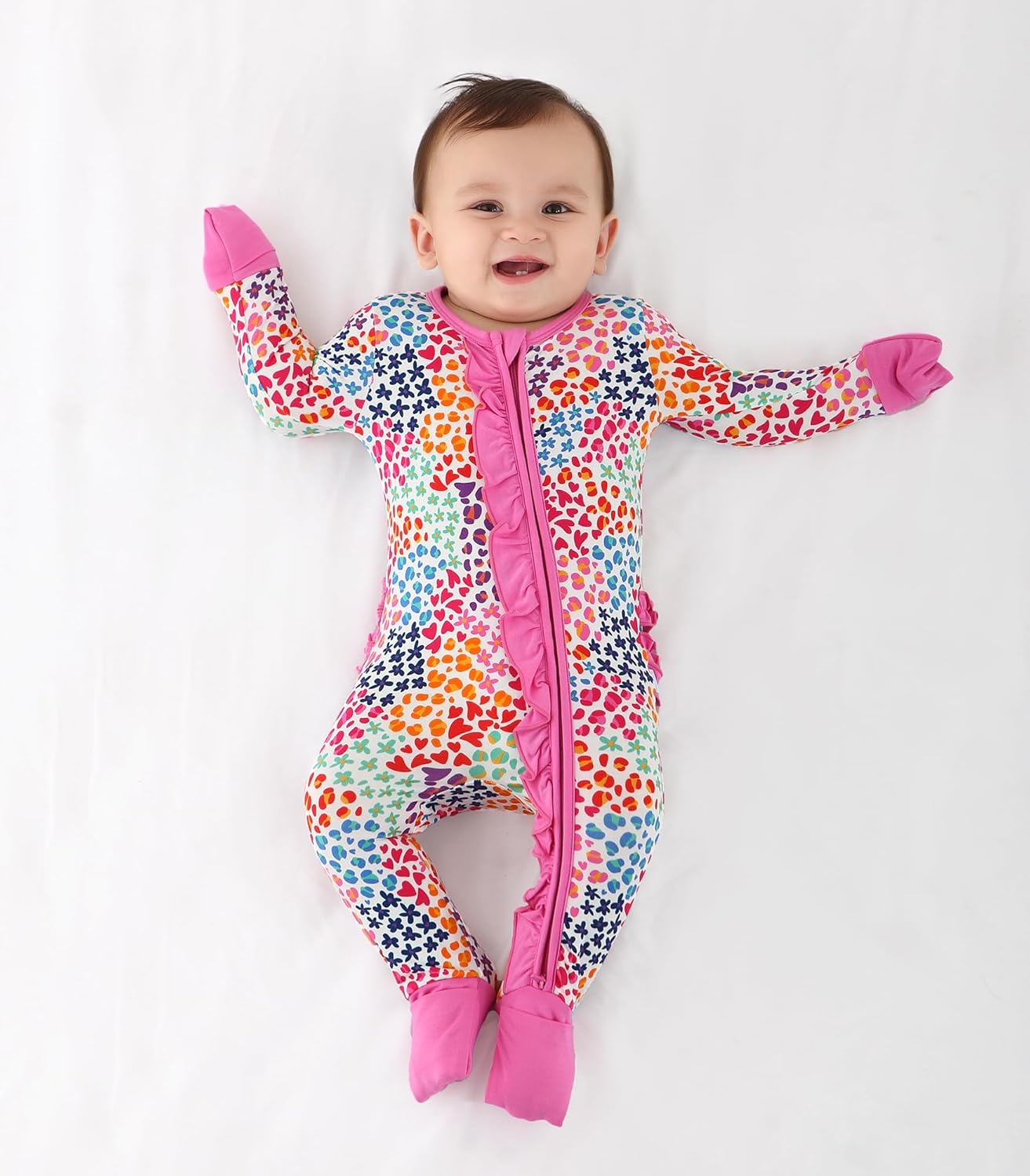 Comfy Sustainable Baby Girl Romper for Kids with Double Zippers