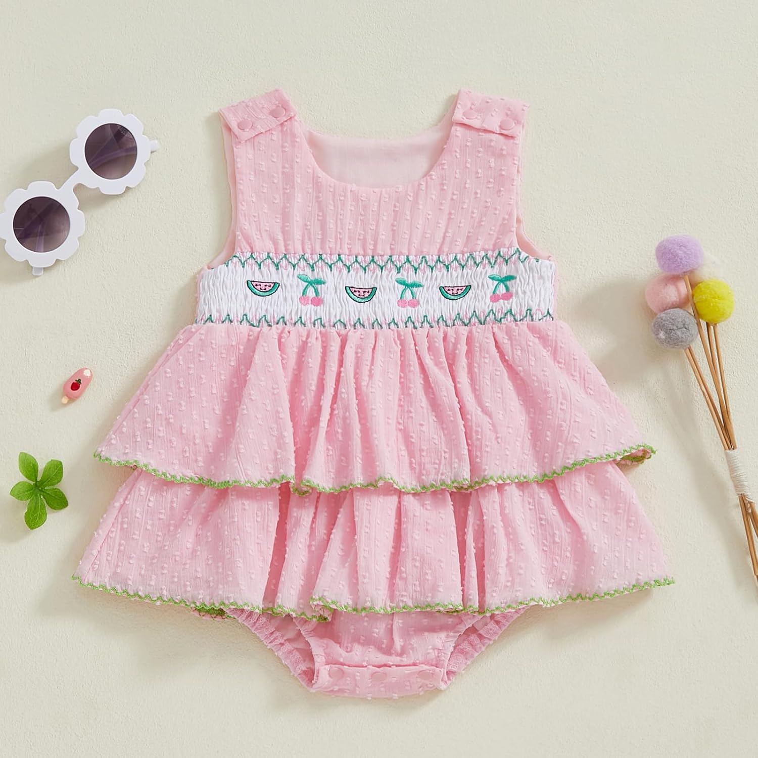 Fun Ruffle Sleeveless Romper Dress for Baby Girls
