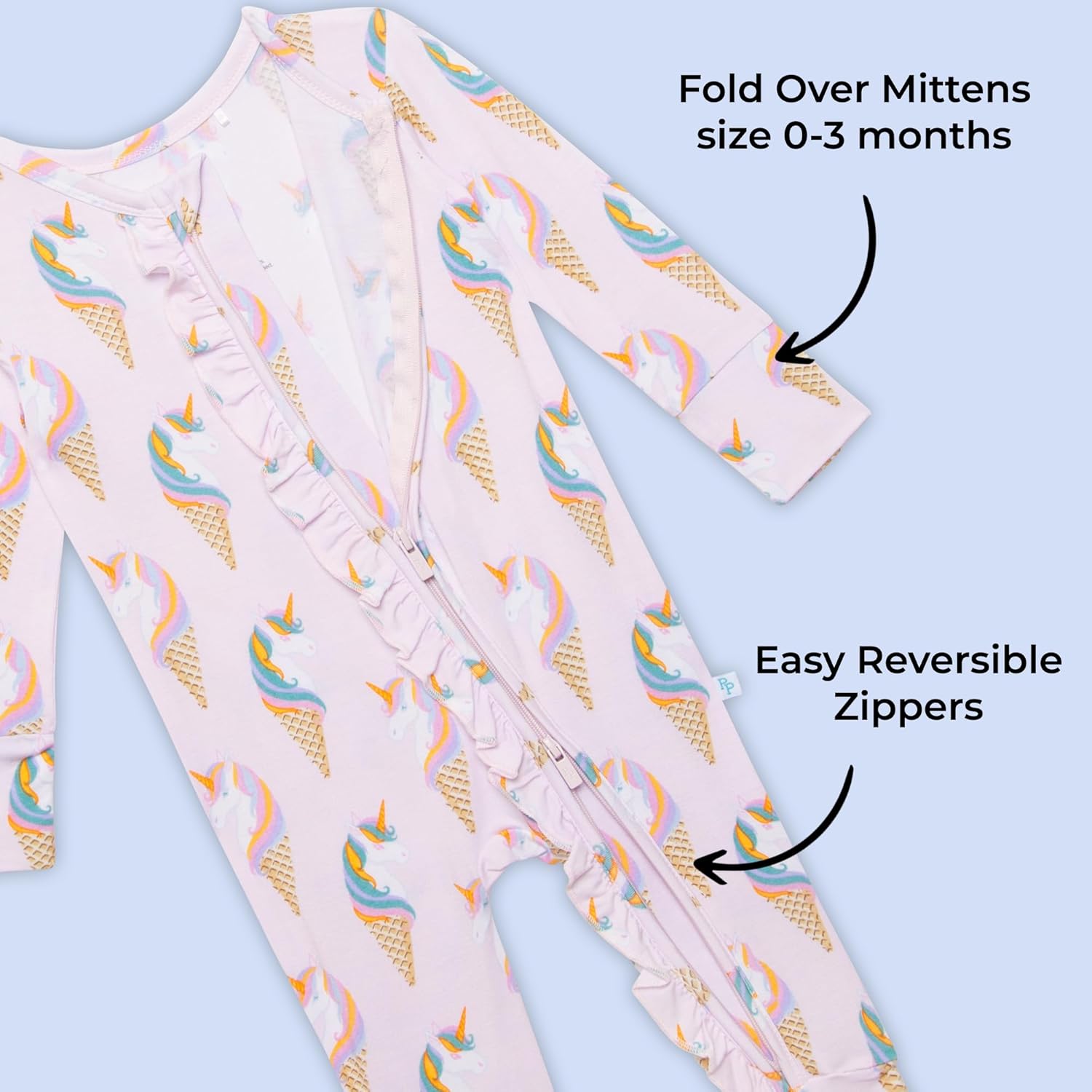 Posh Peanut Footless Baby Girl Pajamas with Ruffled Edges