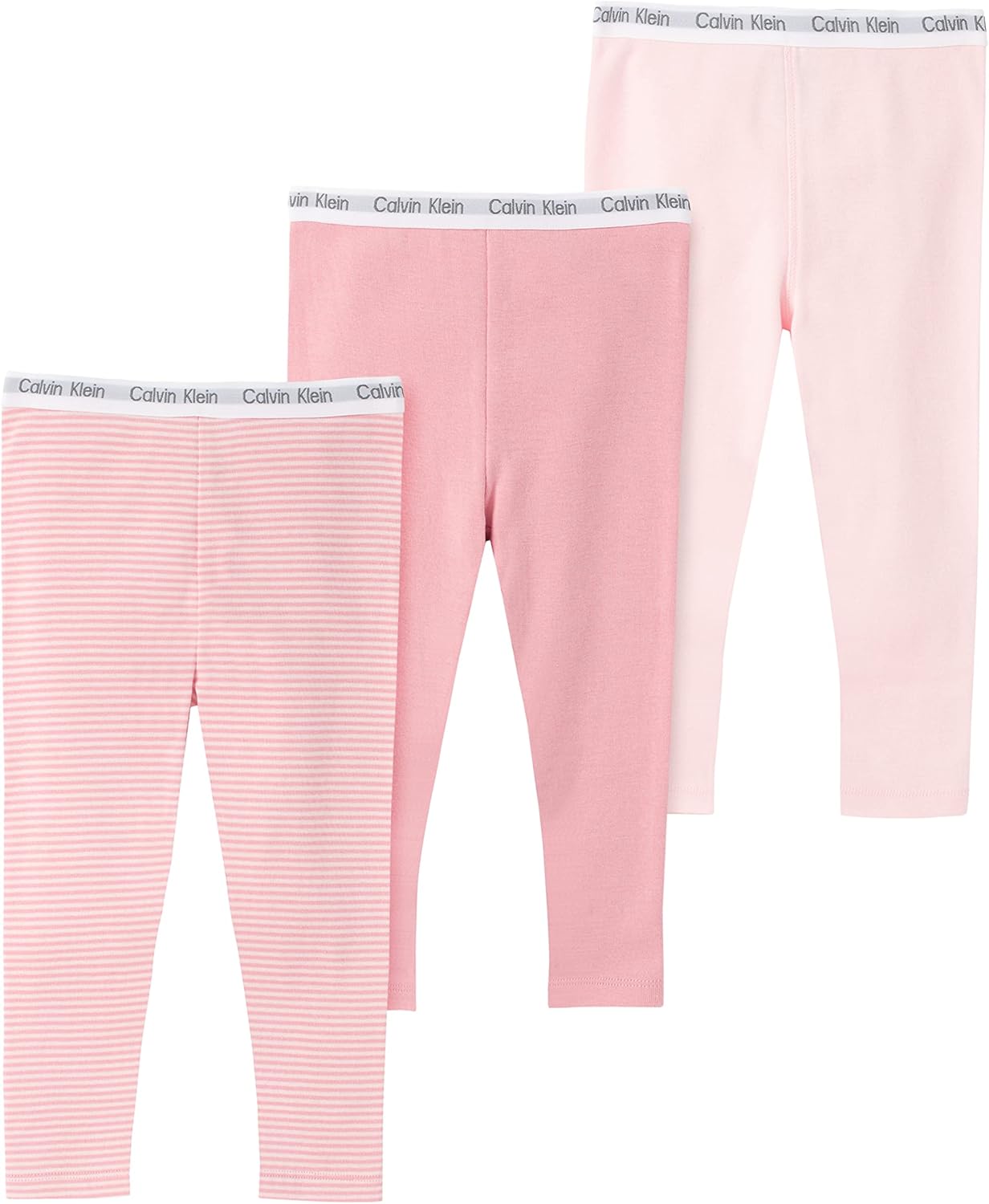 Calvin Klein Baby Girls 3-Pack Cotton Pants Ultra-Soft Comfortable