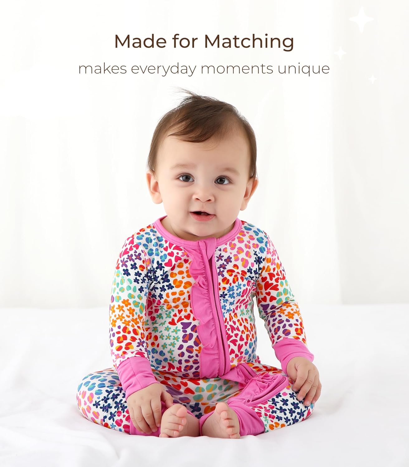 Comfy Sustainable Baby Girl Romper for Kids with Double Zippers