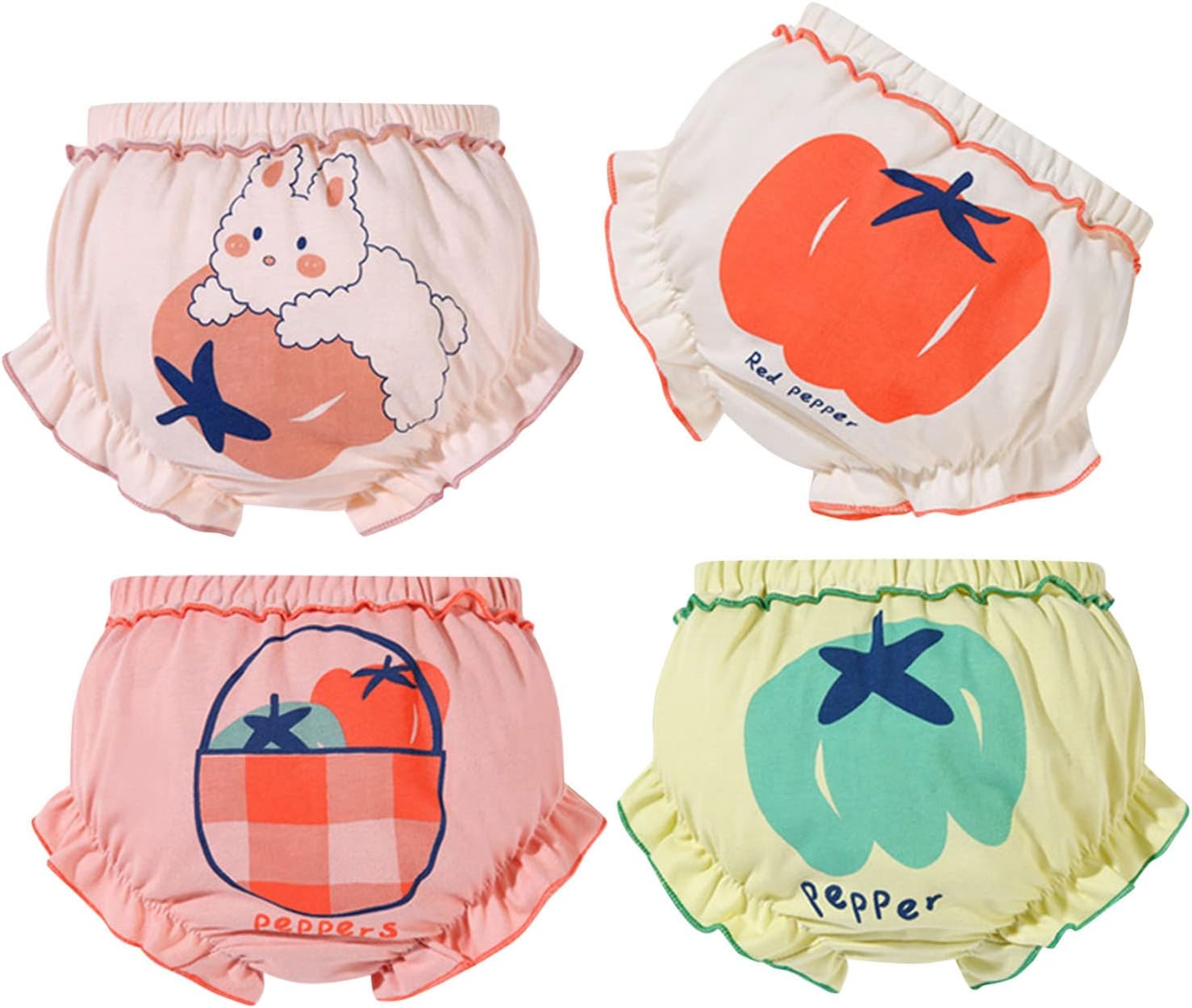 Perfect 4-Pack of Soft Cotton Bloomers Loomers for Girls Boys