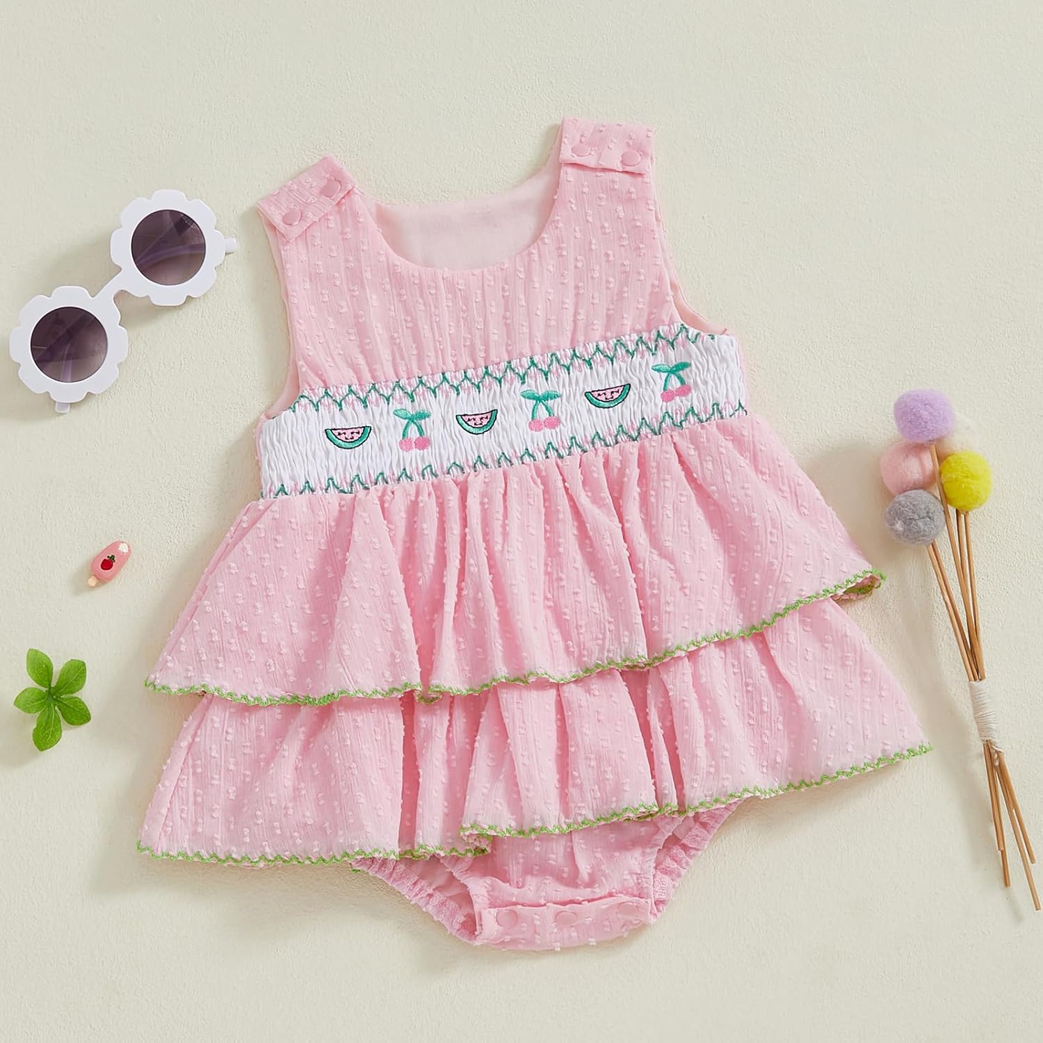 Fun Ruffle Sleeveless Romper Dress for Baby Girls