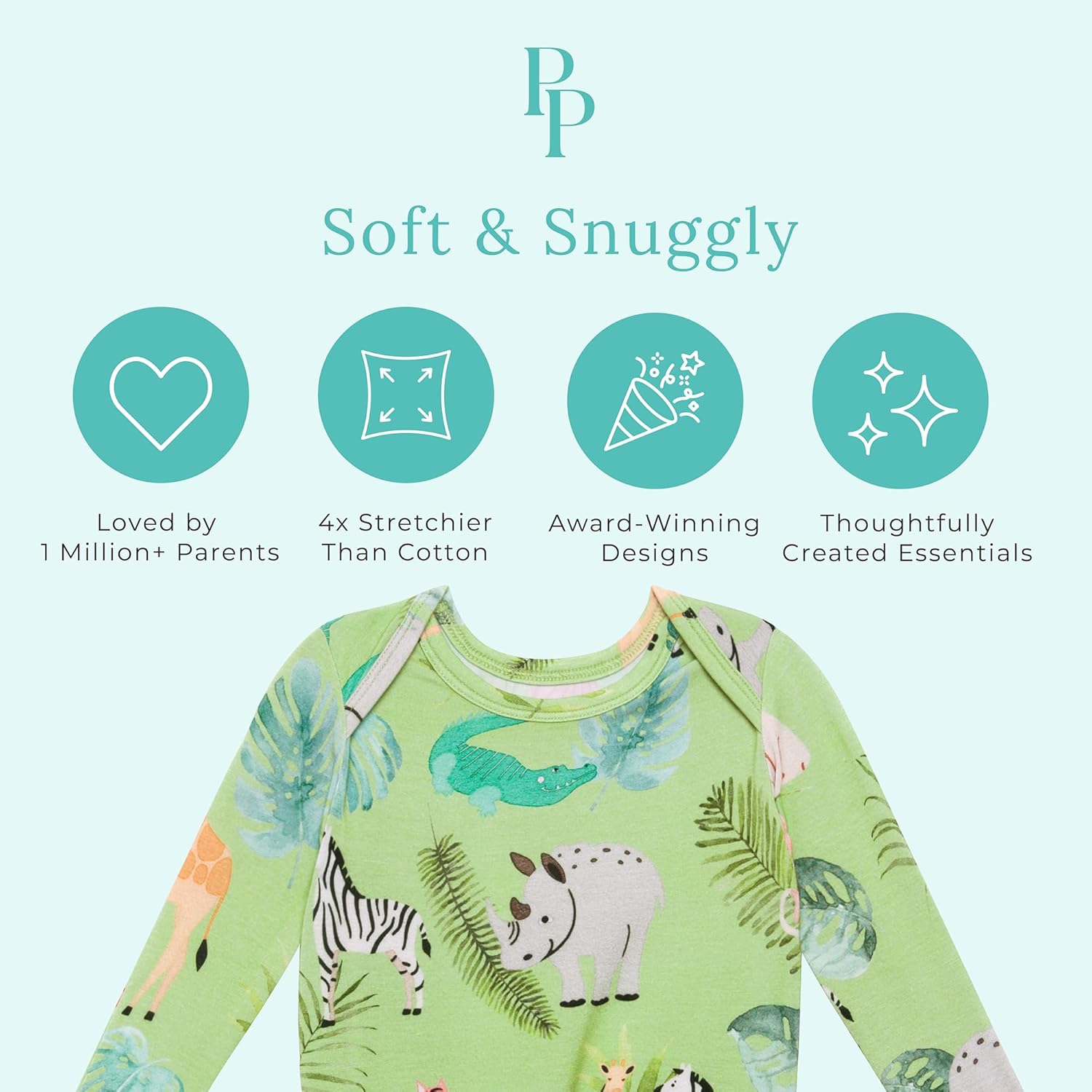Posh Peanut Newborn Knotted Baby Gowns - Safari Animals