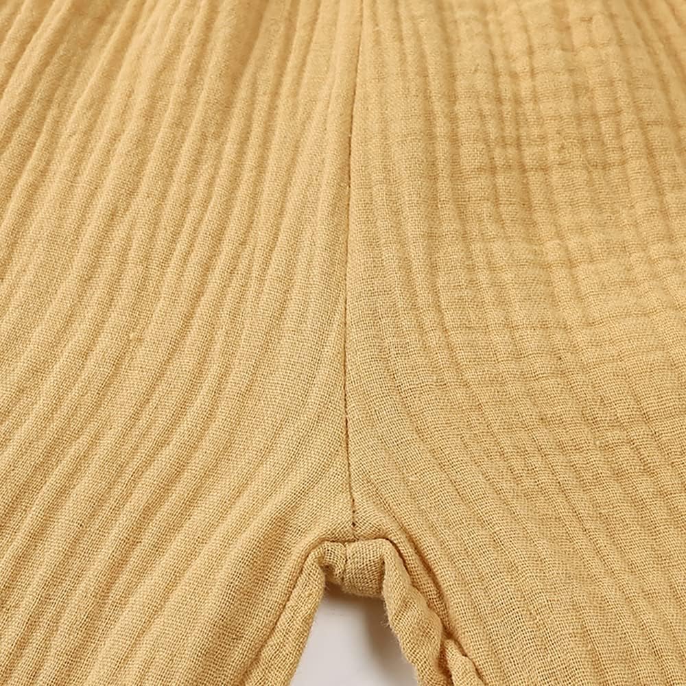 GFQLONG 3-Piece Elastic Waist Linen Pants for Toddler Girls