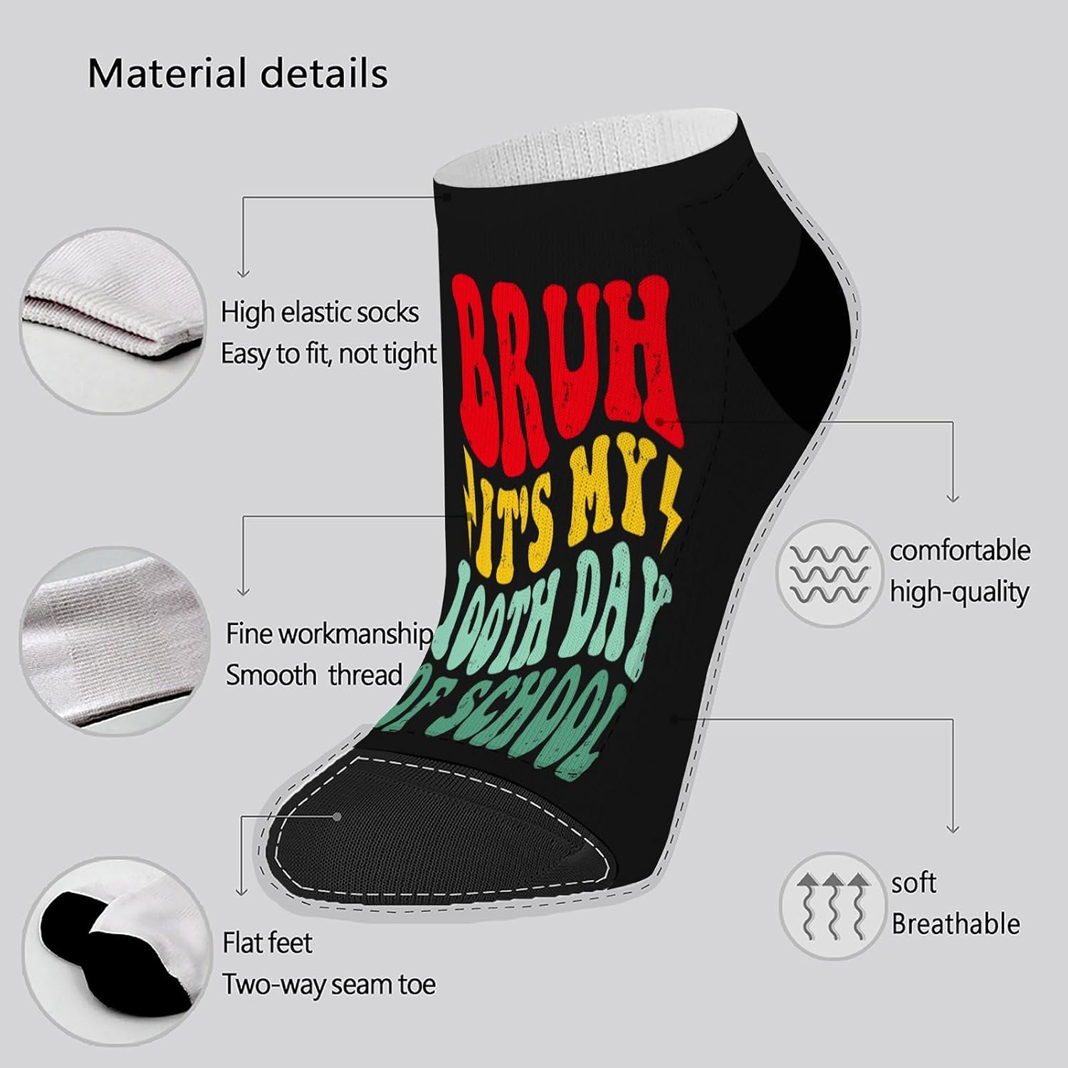 100 Days Of School Bruhs Socks
