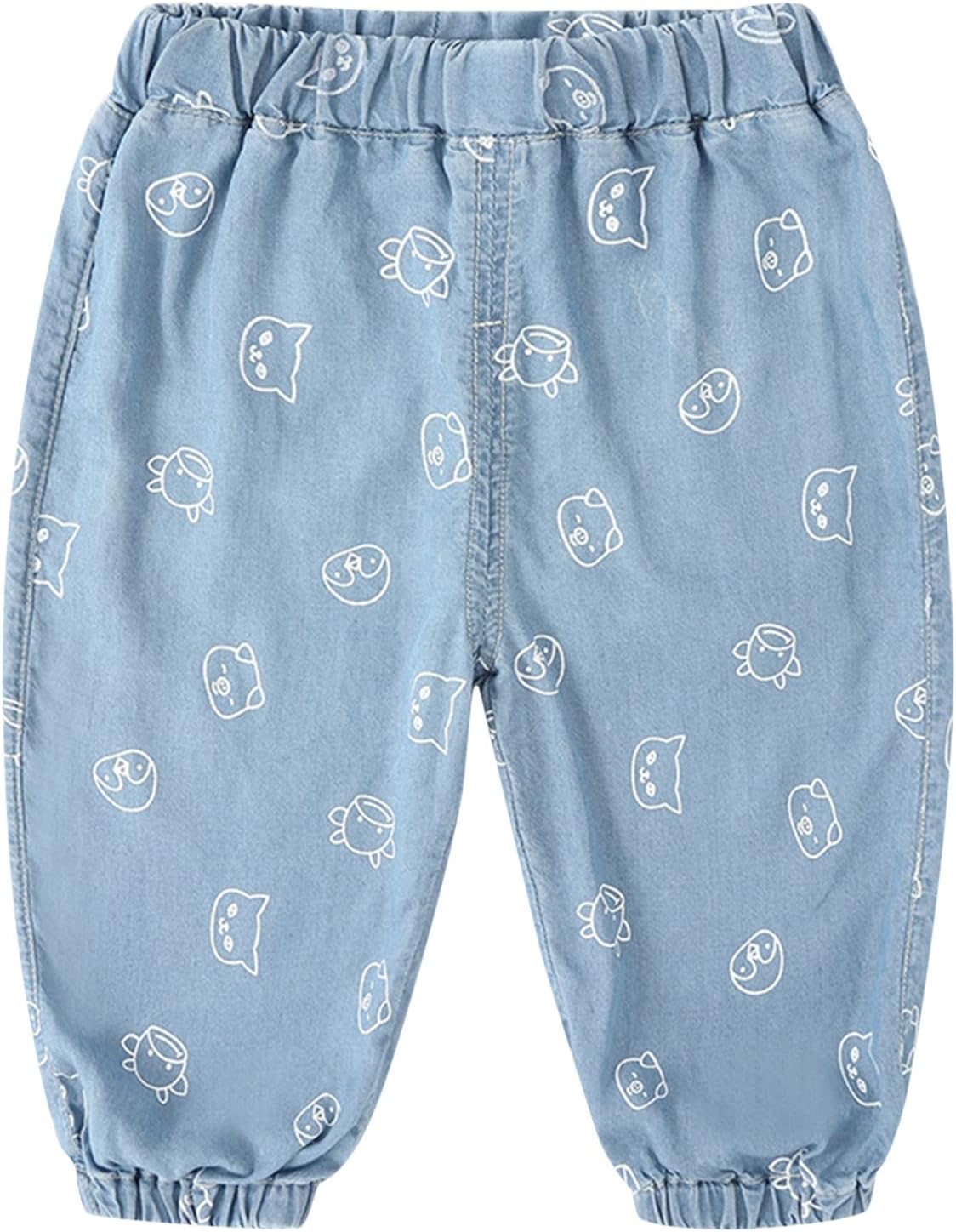 Cute Cartoon Animal Print Elastic Waist Pants for Toddler Boys Girls
