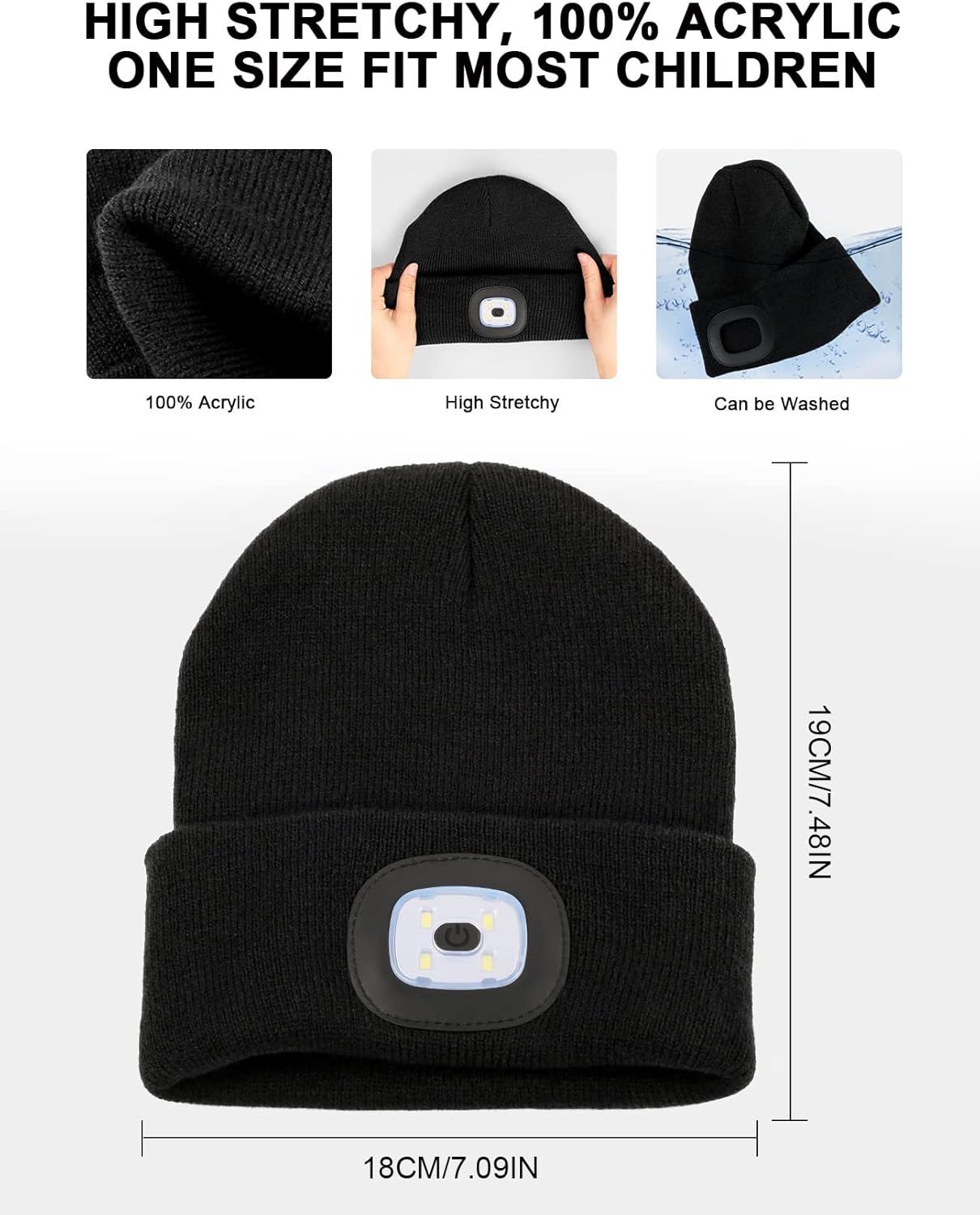 Melasa LED Ground illuminate Beanie for Kids Warm Lit Fun