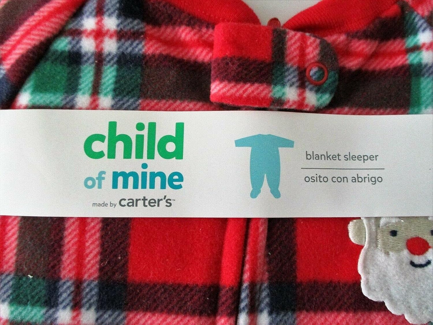 Carters Child of Mine Santa Plaid Blanket Sleeper 3T