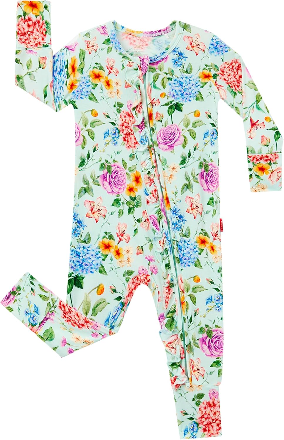 EASWEET Bamboo Viscose Baby Girl Footless Pajamas Ruffled 2-Way Zipper Sleepers