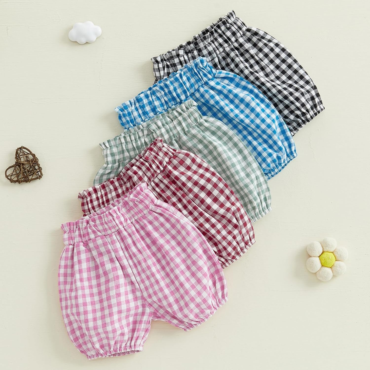 Emmababy Plaid Ruffle Shorts