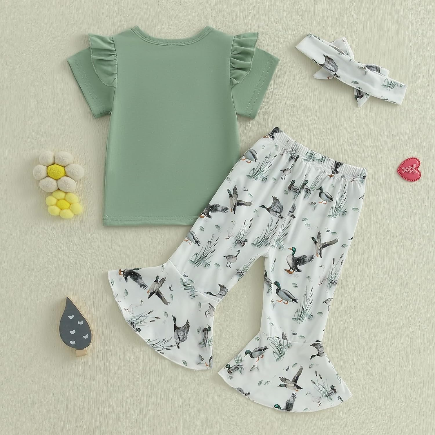 Cute Toddler Girls Streaming Flare Pants Set