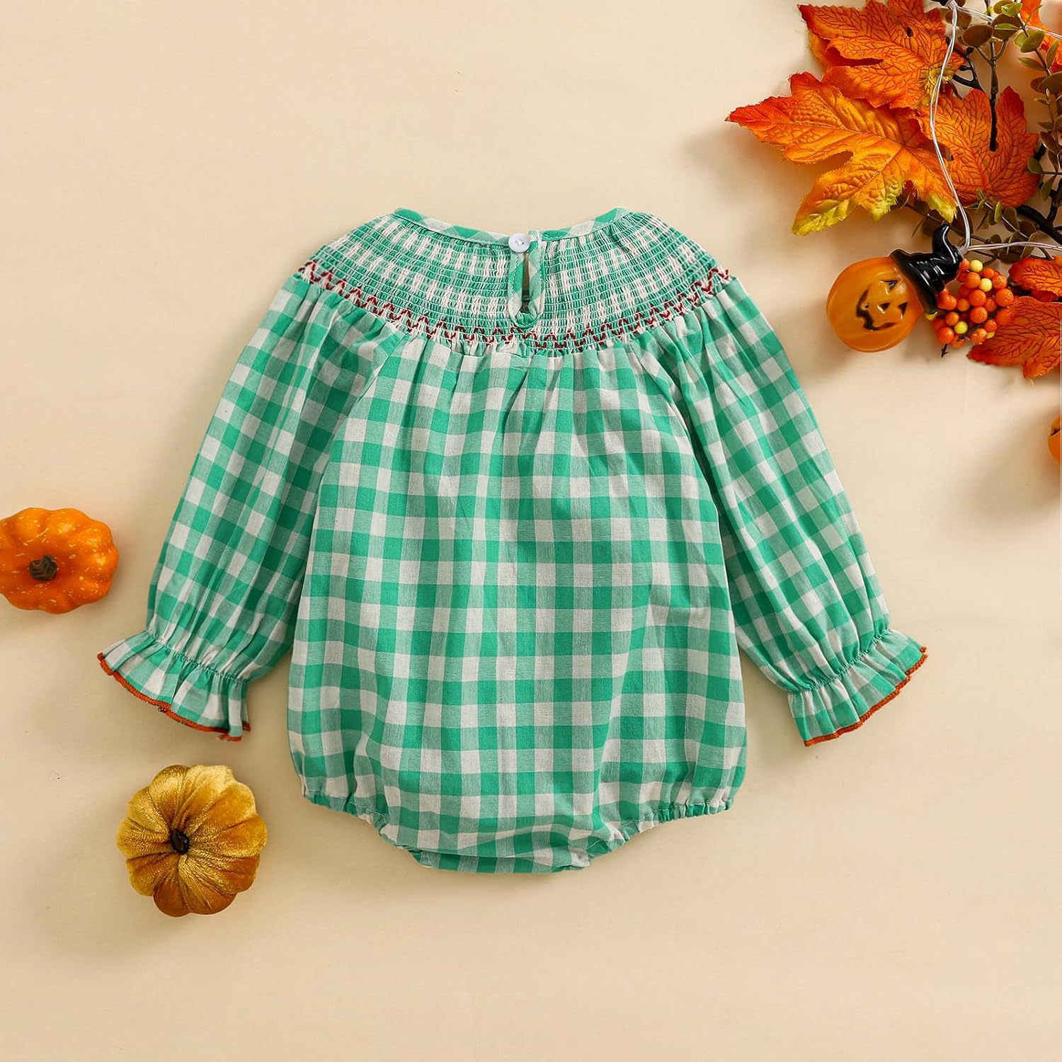 Baby Girl Festival Plaid Onesie pumpkin turkey holiday