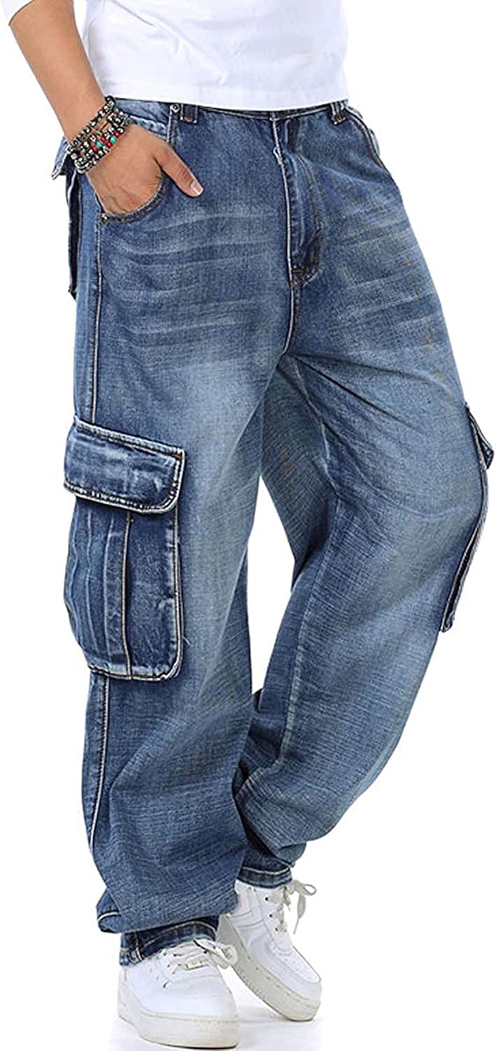 Mens Denim Cargo Pants