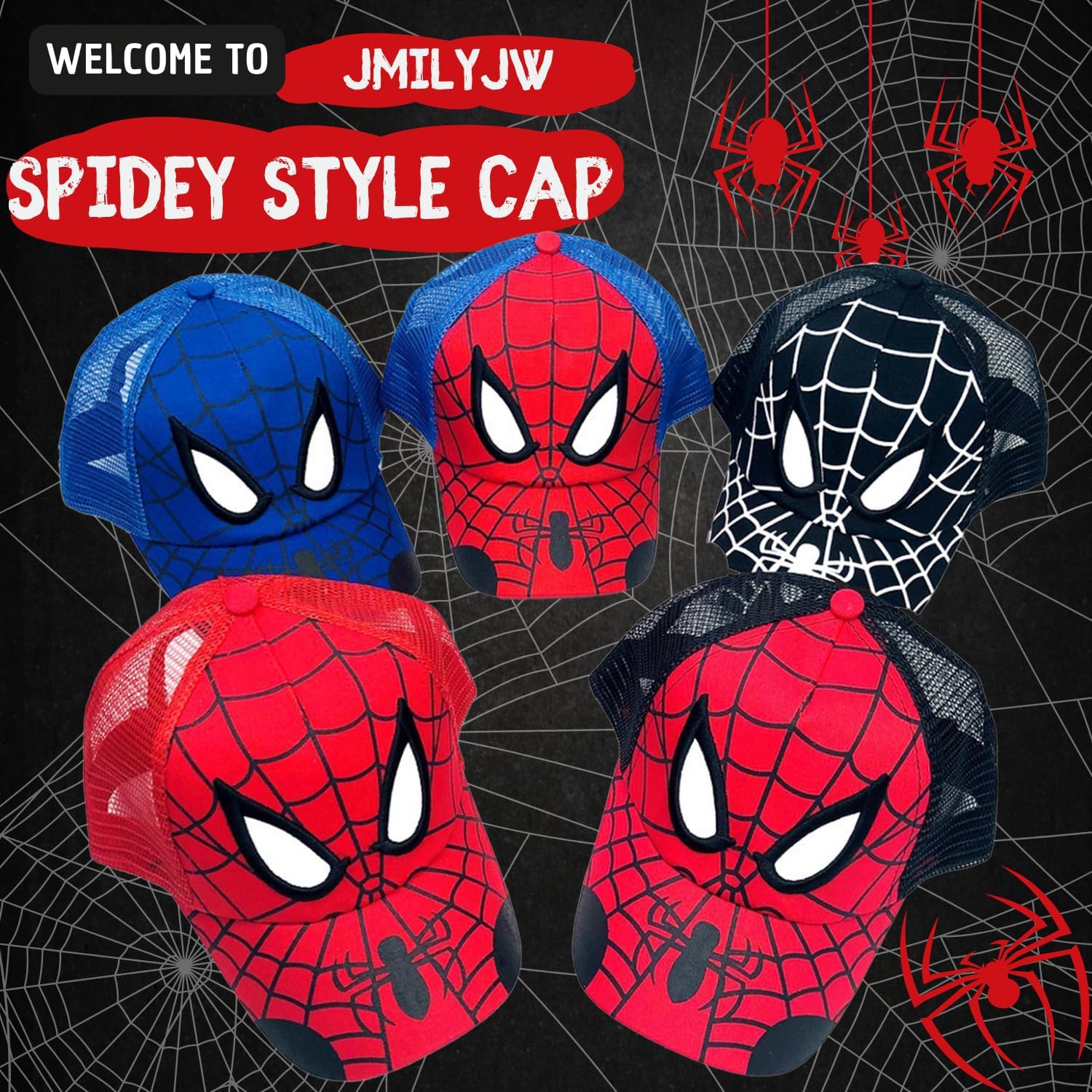 Unisex Kids Spidey Style Adjustable Baseball Cap for Boys and Girls